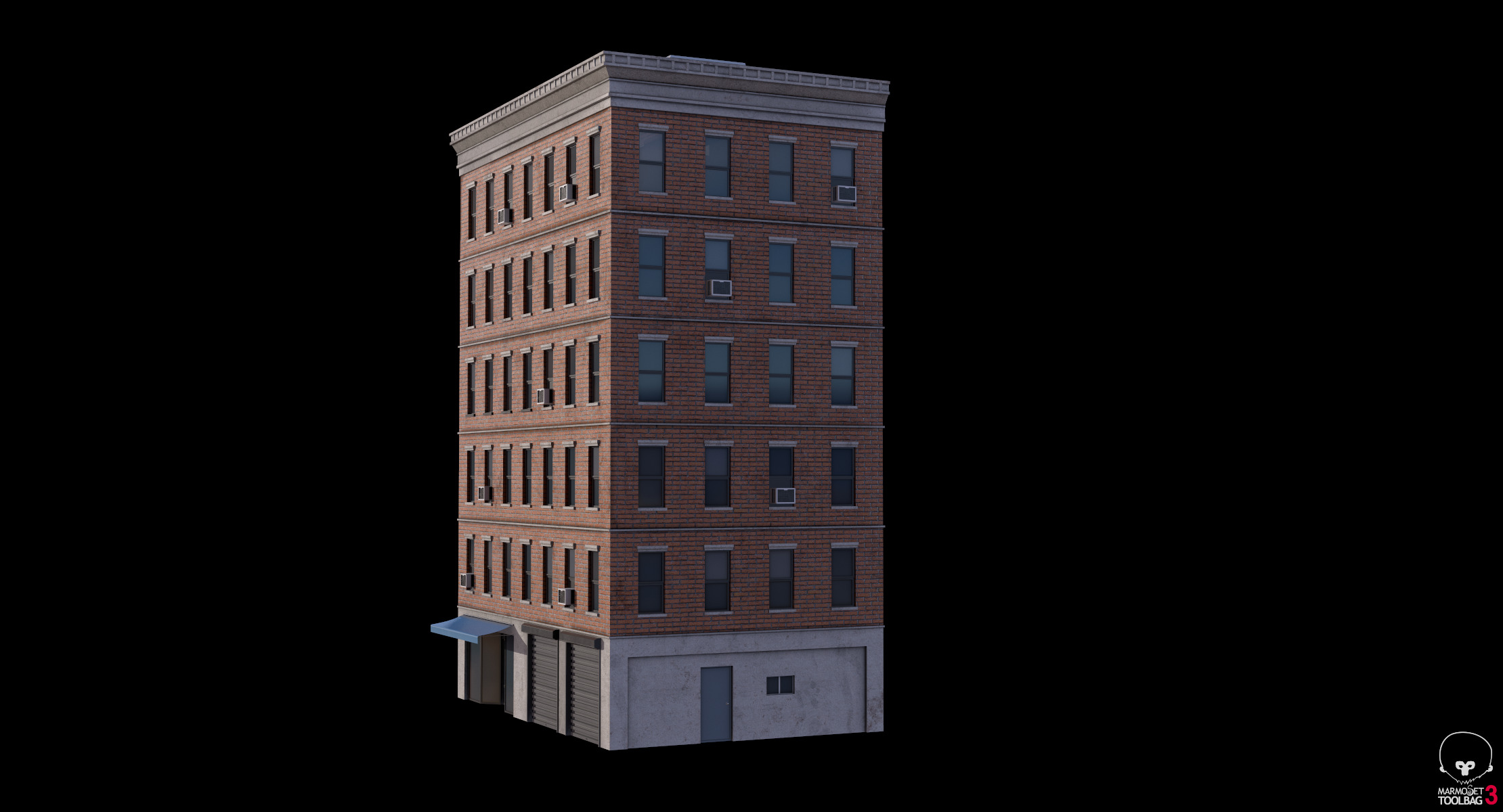 Apartment Building 2 Low-poly 3D model_11