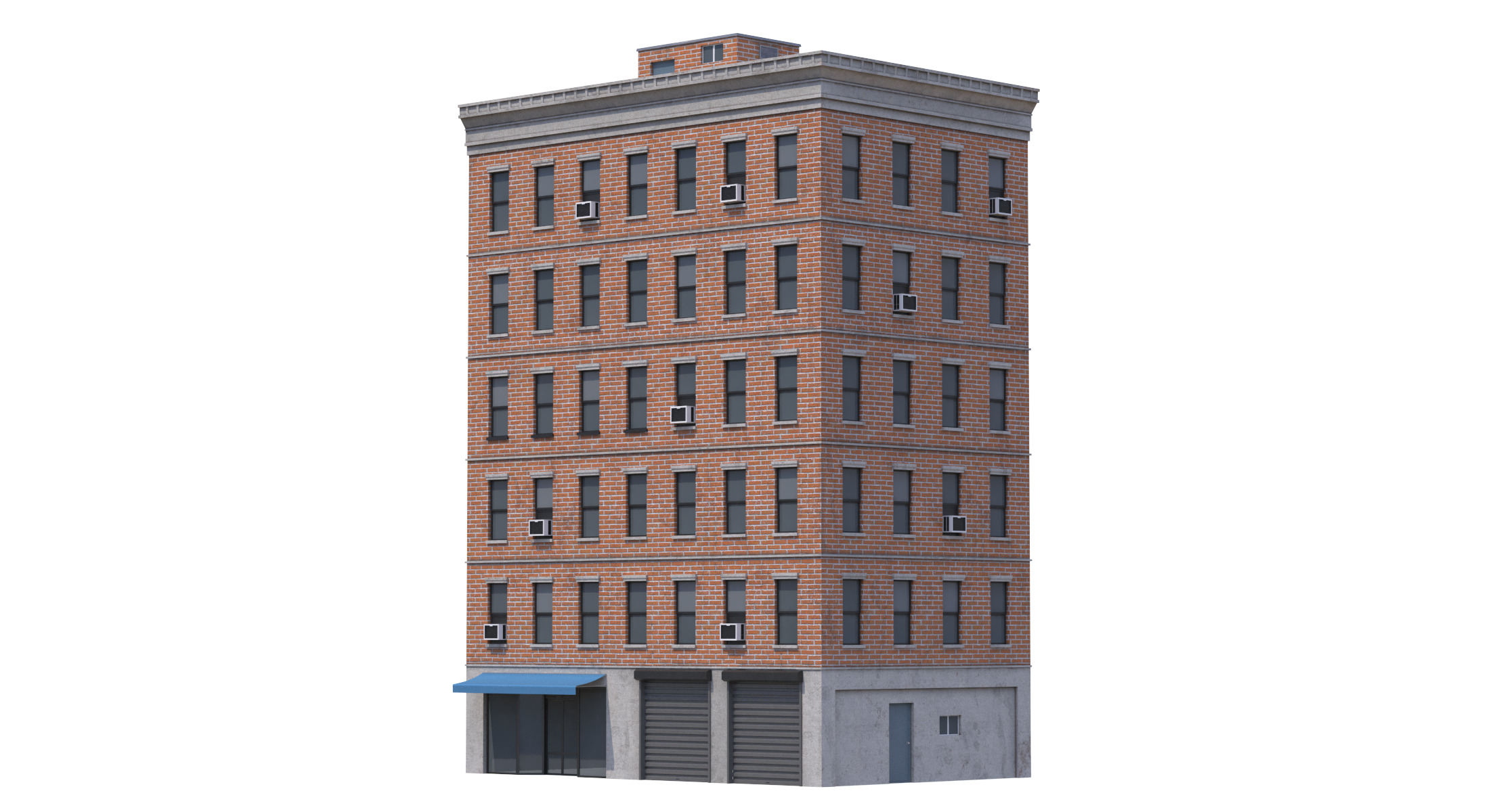 Apartment Building 2 Low-poly 3D model_4