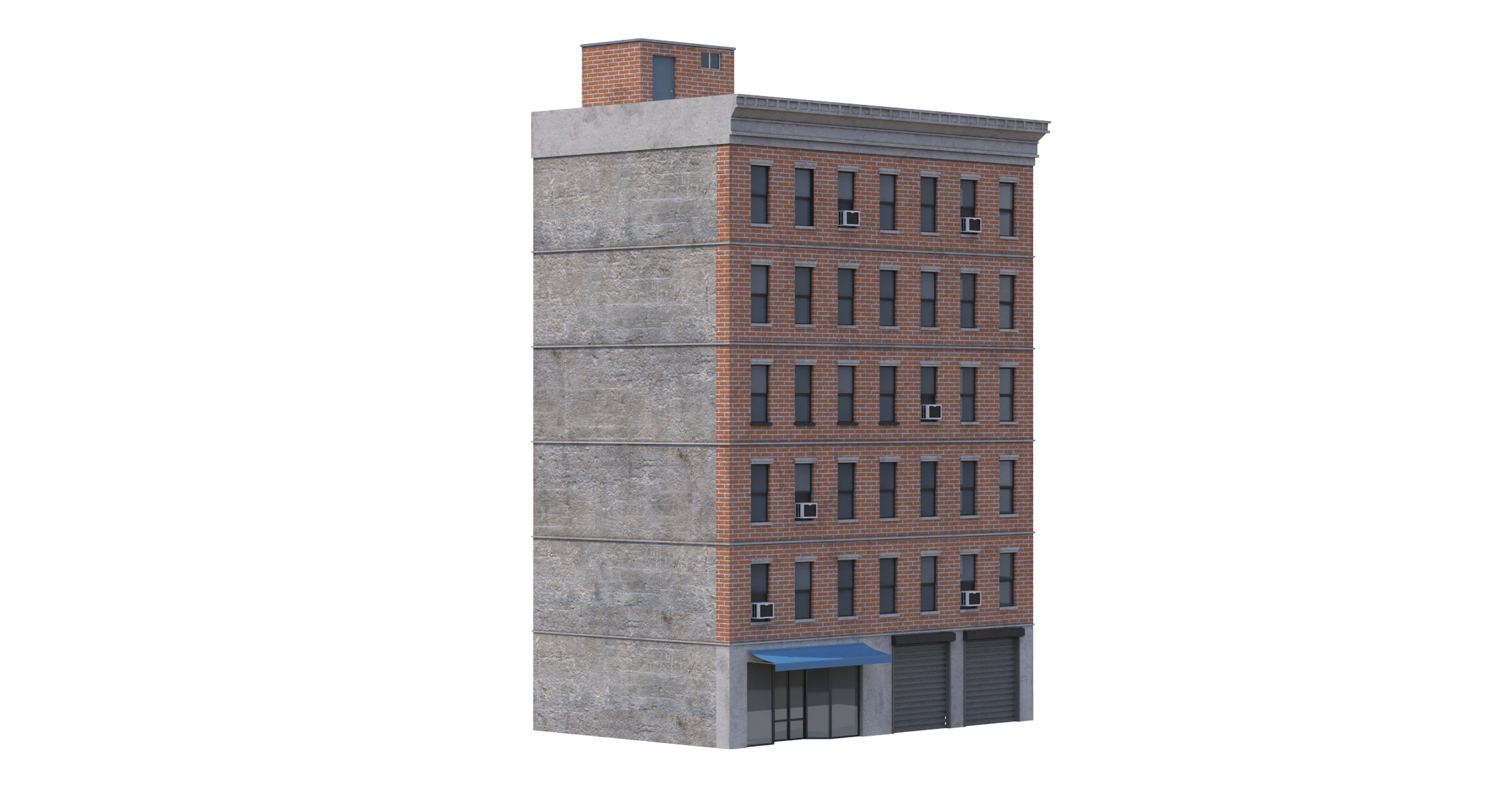 Apartment Building 2 Low-poly 3D model_7