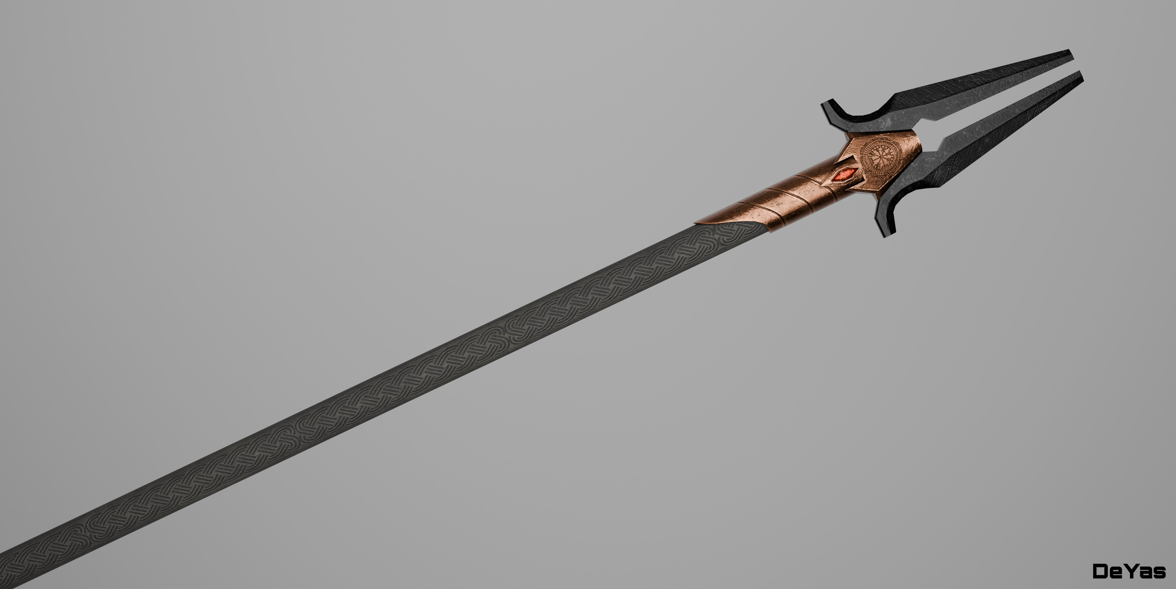 Spear Low-poly 3D model_4