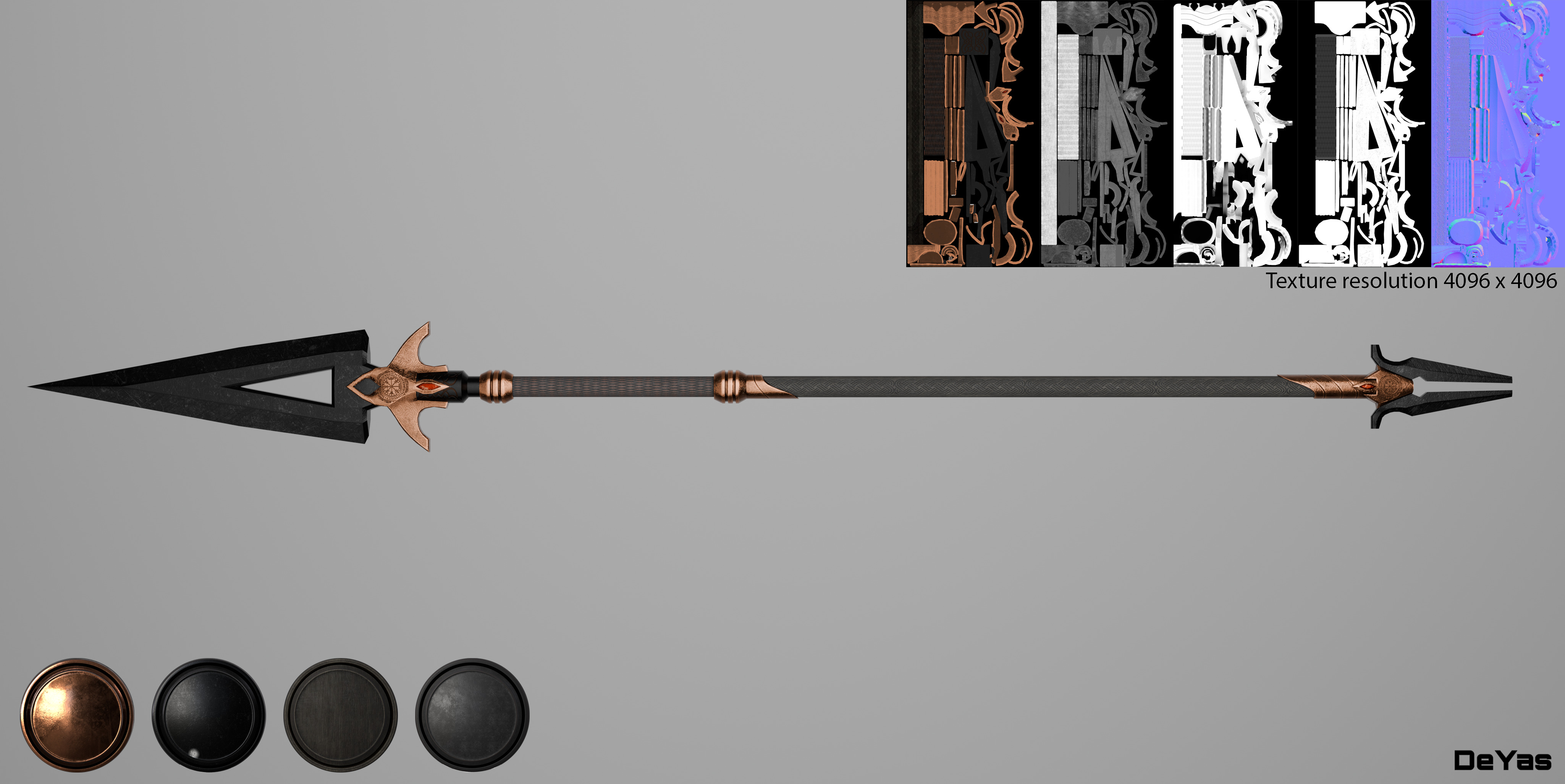 Spear Low-poly 3D model_2