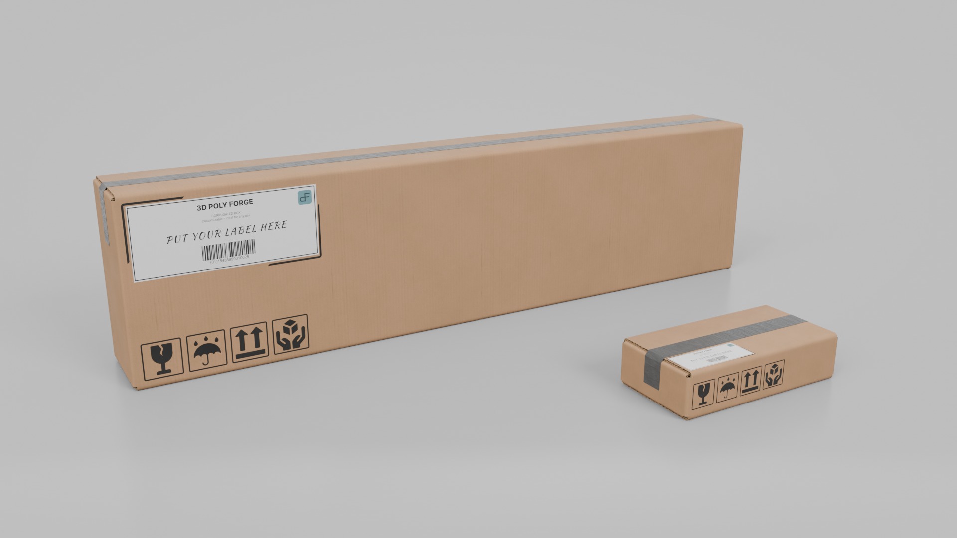 Tall and Long Cardboard Boxes - Rigged and Customizable Set 3D Model Collection_4