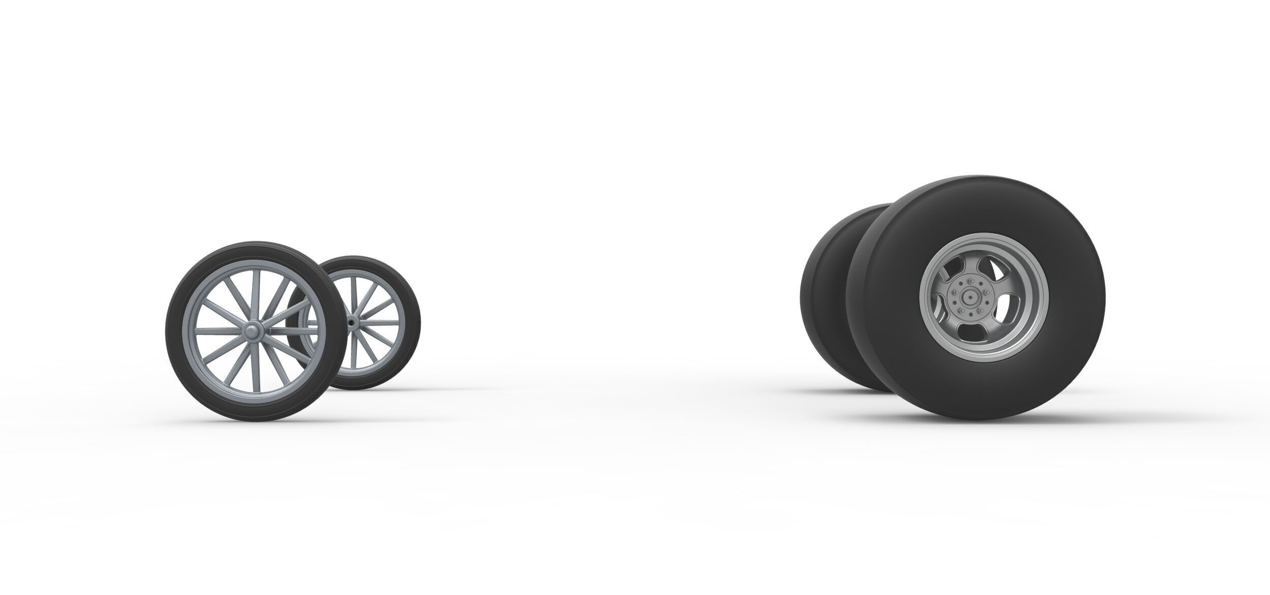 Wheel set of Vintage Front engine dragster V3 Scale 1 to 25 3D print model_4