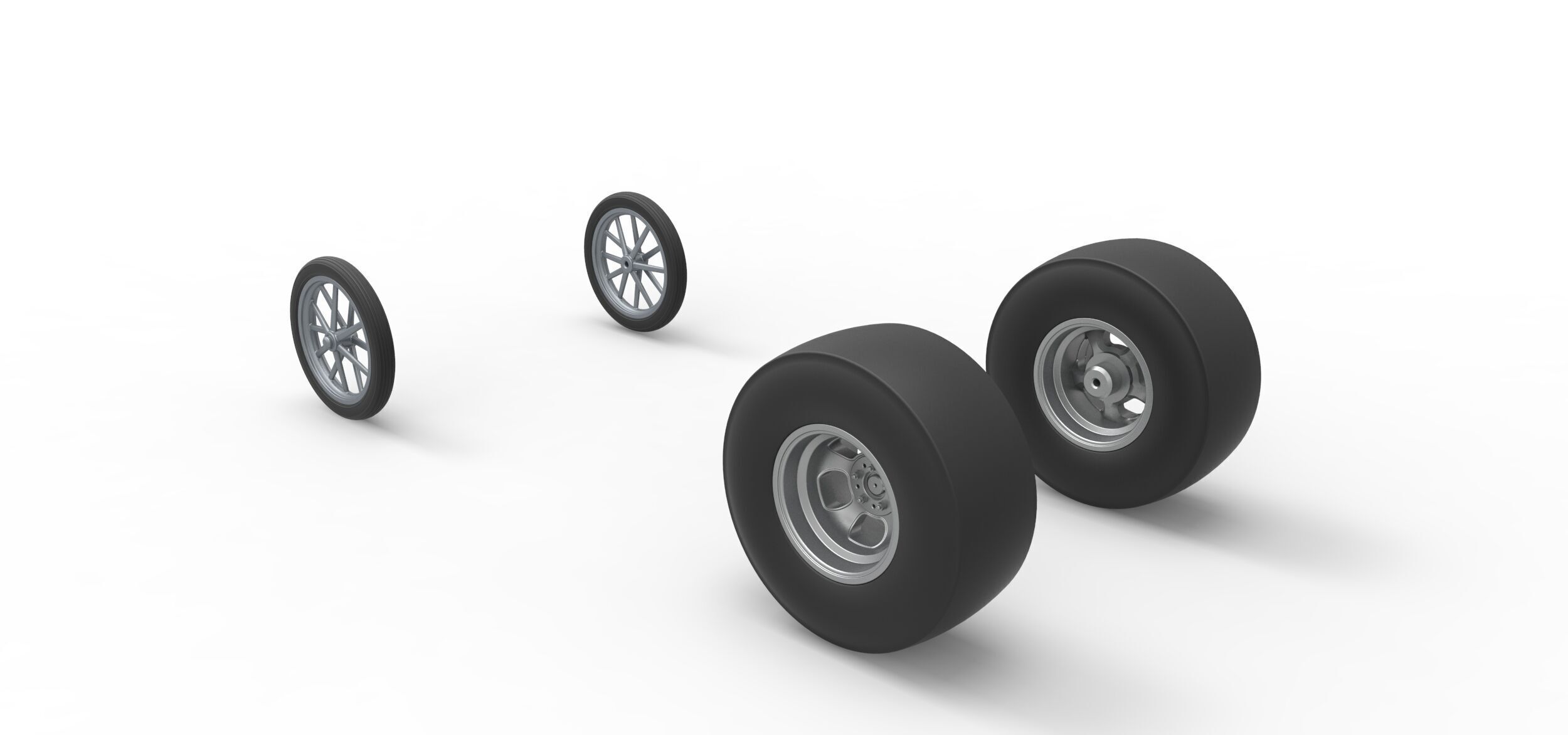 Wheel set of Vintage Front engine dragster V3 Scale 1 to 25 3D print model_6