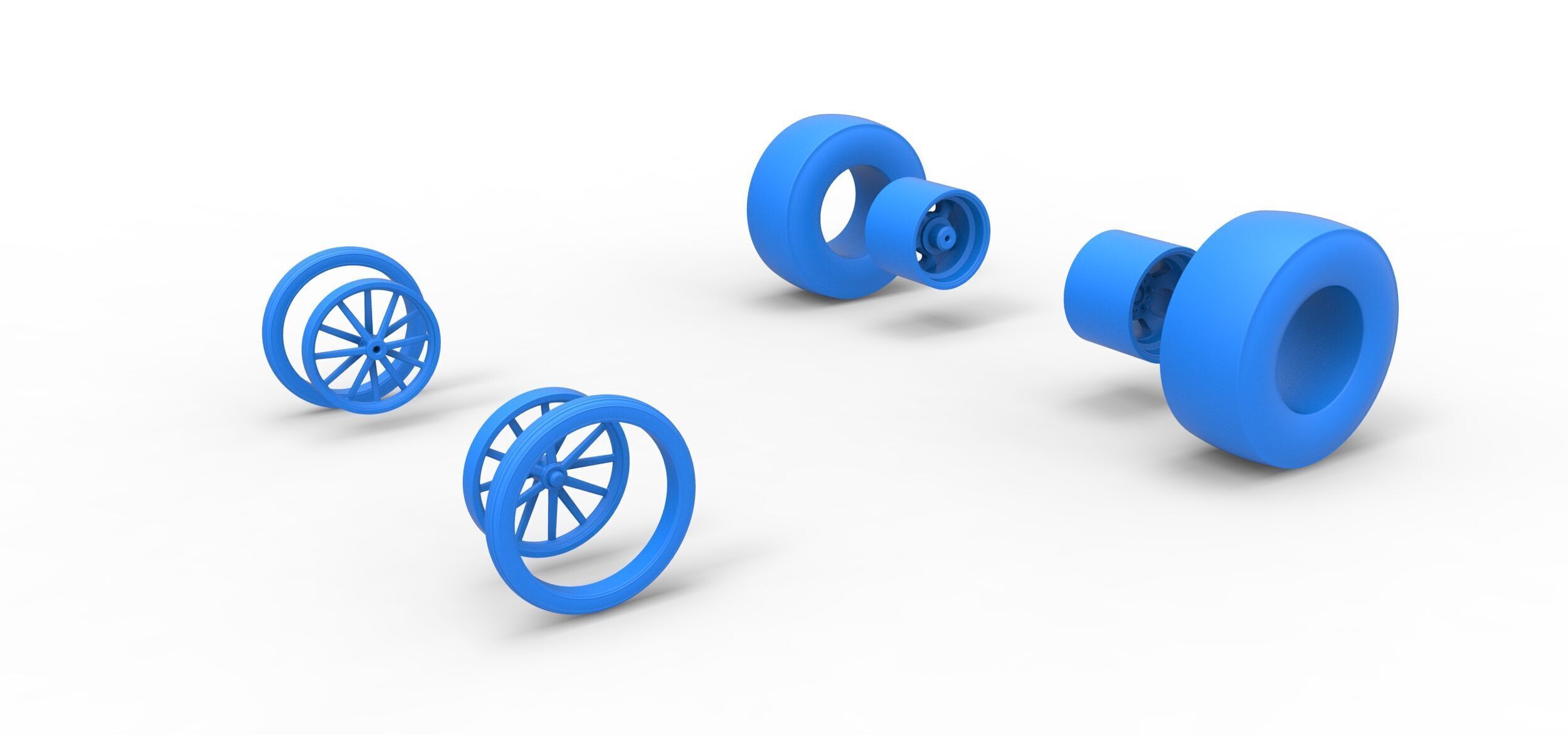 Wheel set of Vintage Front engine dragster V3 Scale 1 to 25 3D print model_9