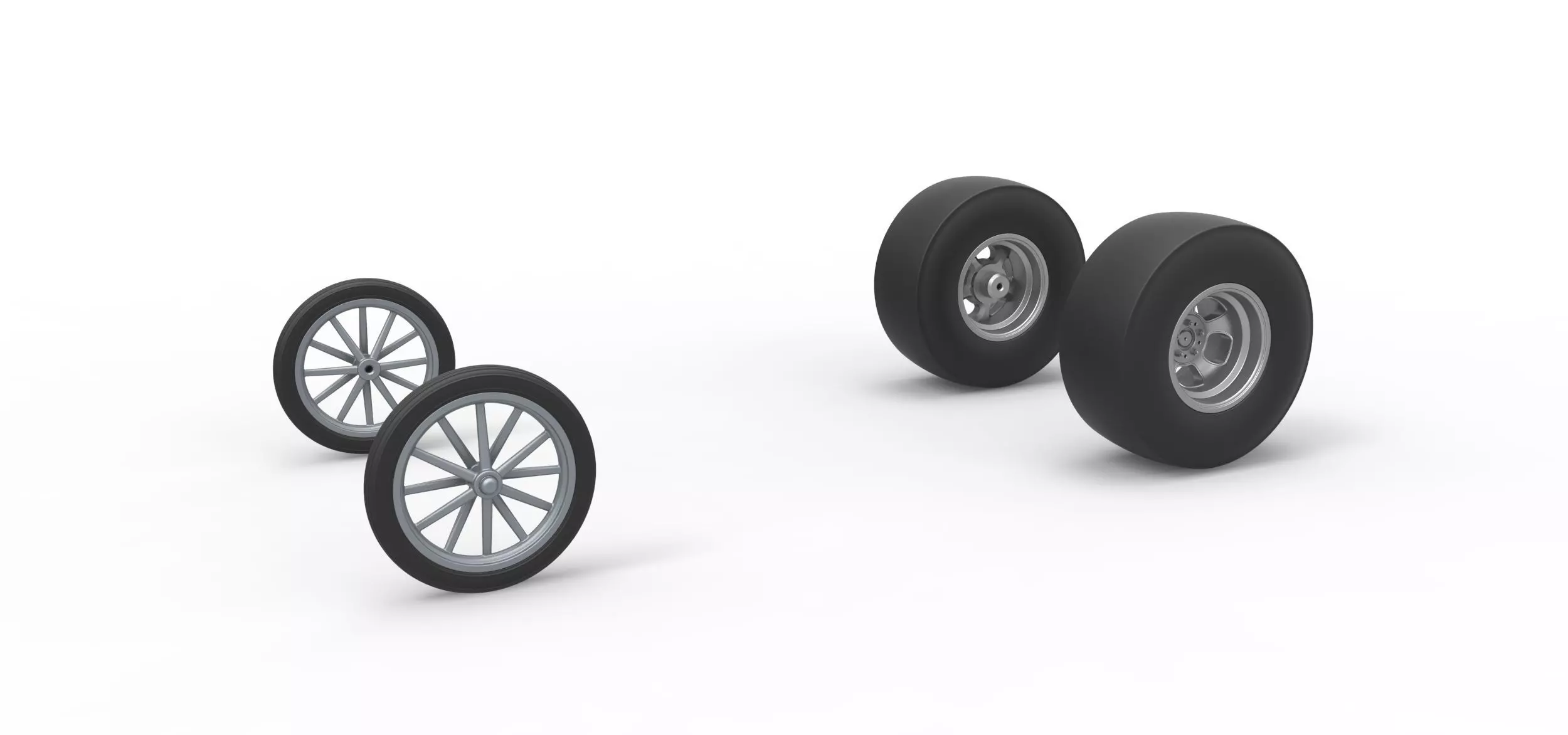 Wheel set of Vintage Front engine dragster V3 Scale 1 to 25 3D print model_0