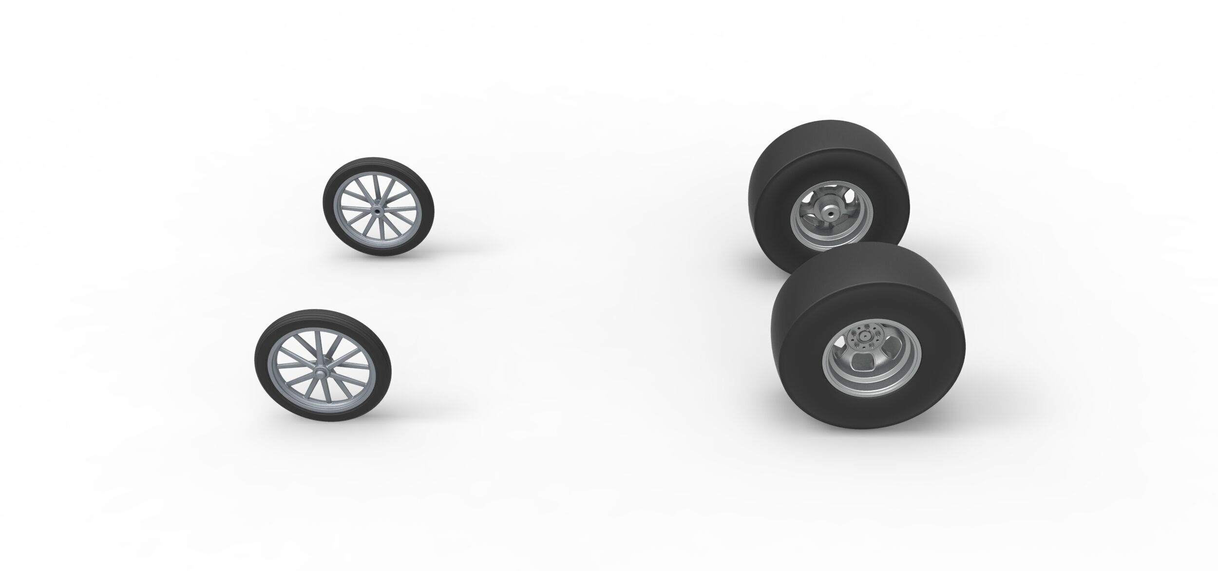 Wheel set of Vintage Front engine dragster V3 Scale 1 to 25 3D print model_5