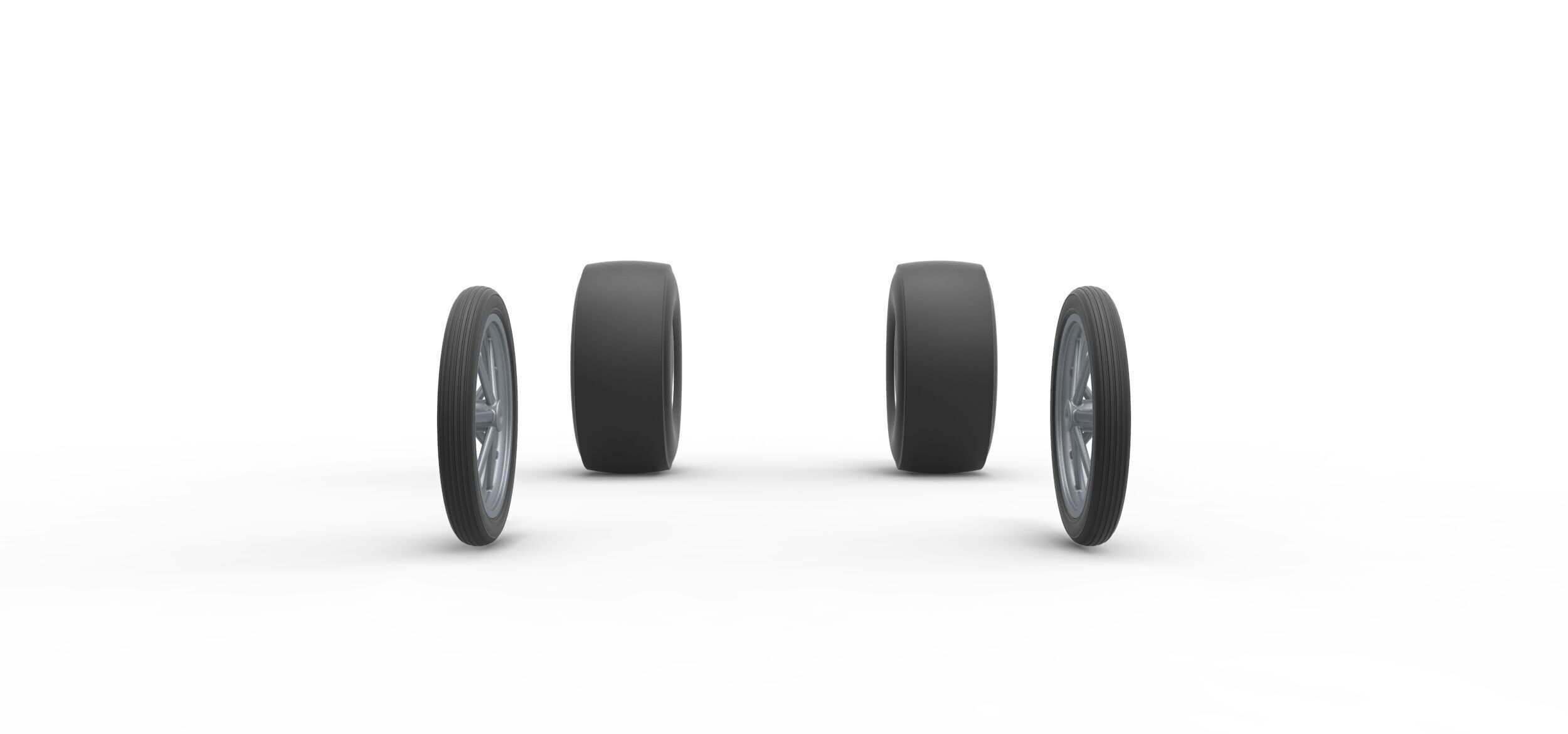 Wheel set of Vintage Front engine dragster V3 Scale 1 to 25 3D print model_3