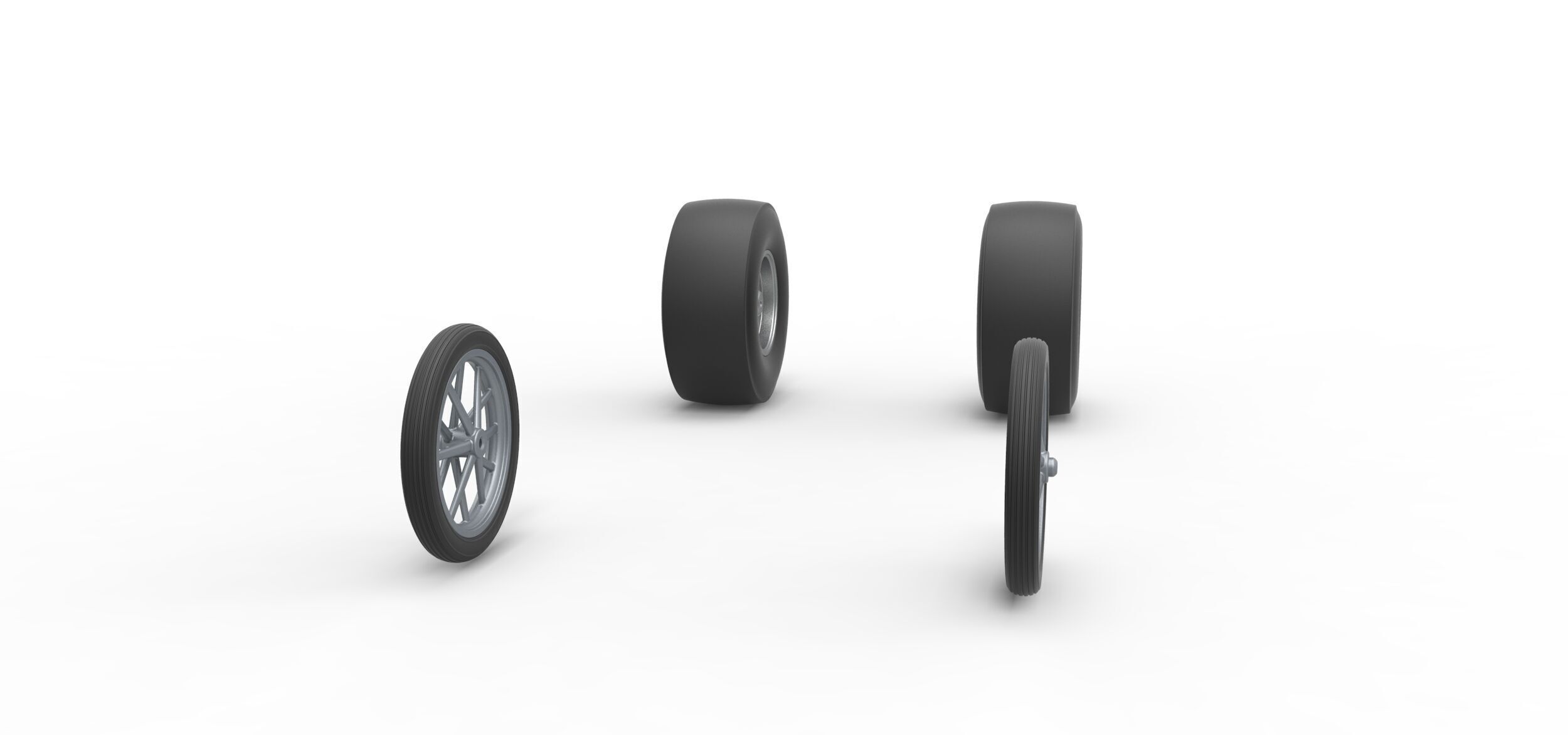 Wheel set of Vintage Front engine dragster V3 Scale 1 to 25 3D print model_2