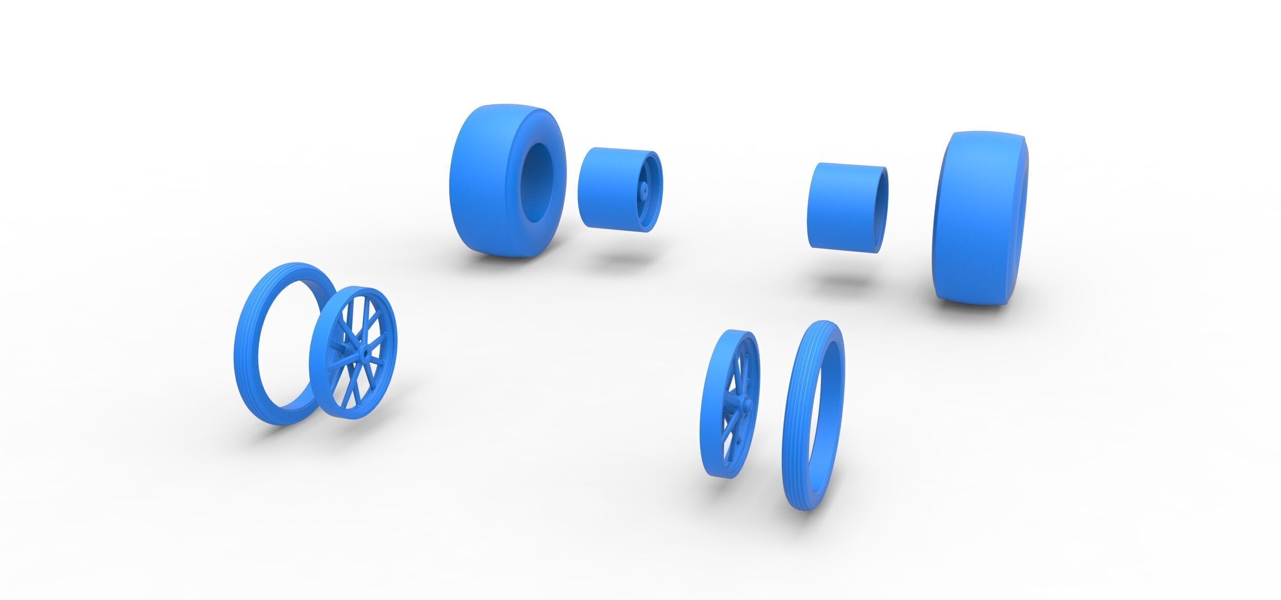 Wheel set of Vintage Front engine dragster V3 Scale 1 to 25 3D print model_8