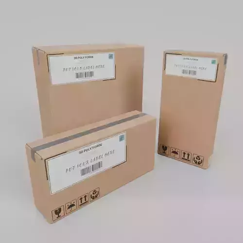 Compact Packaging Cardboard Boxes - Rigged and Customizable Set 3D Model Collection