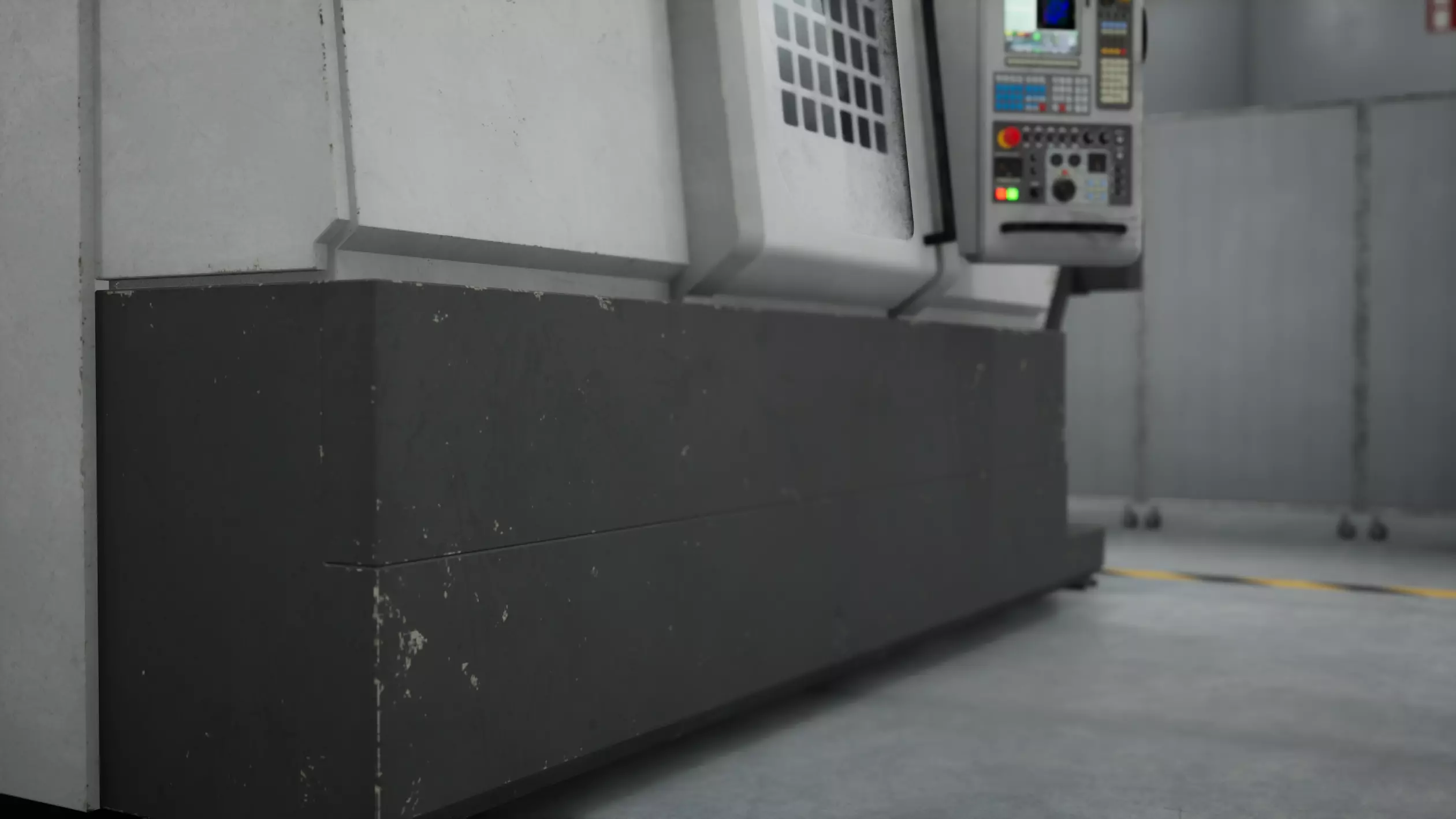 Industrial CNC Lathe Machine Low-poly 3D model_18