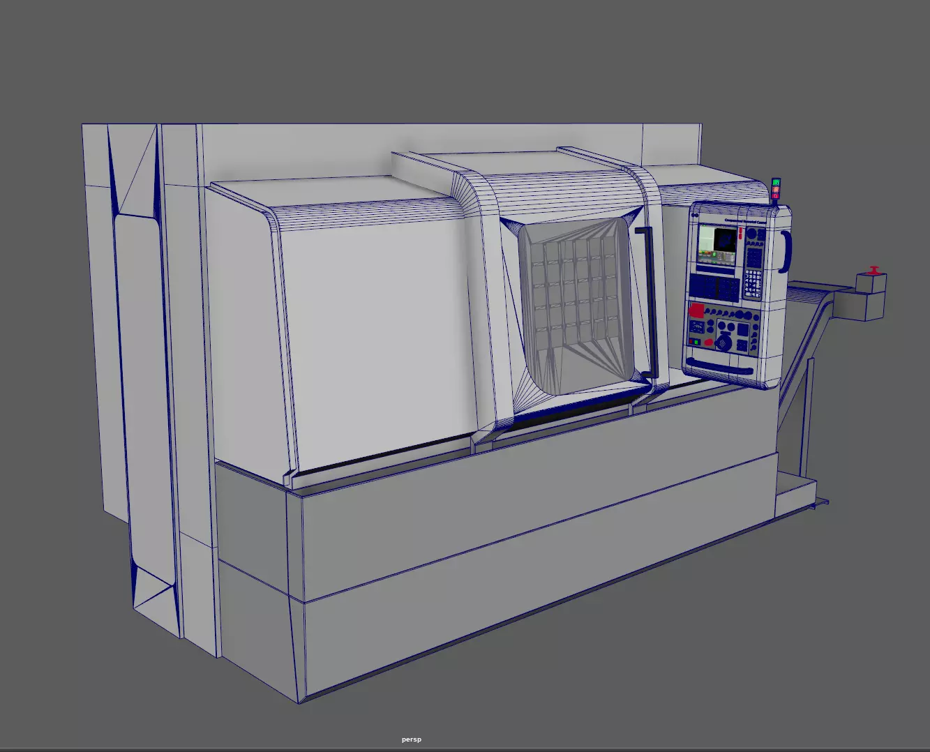 Industrial CNC Lathe Machine Low-poly 3D model_14