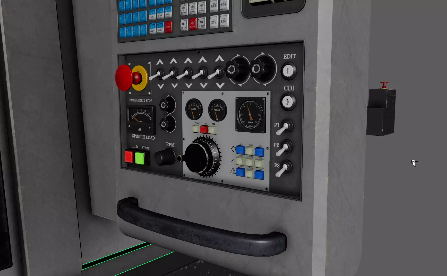 Industrial CNC Lathe Machine Low-poly 3D model_5