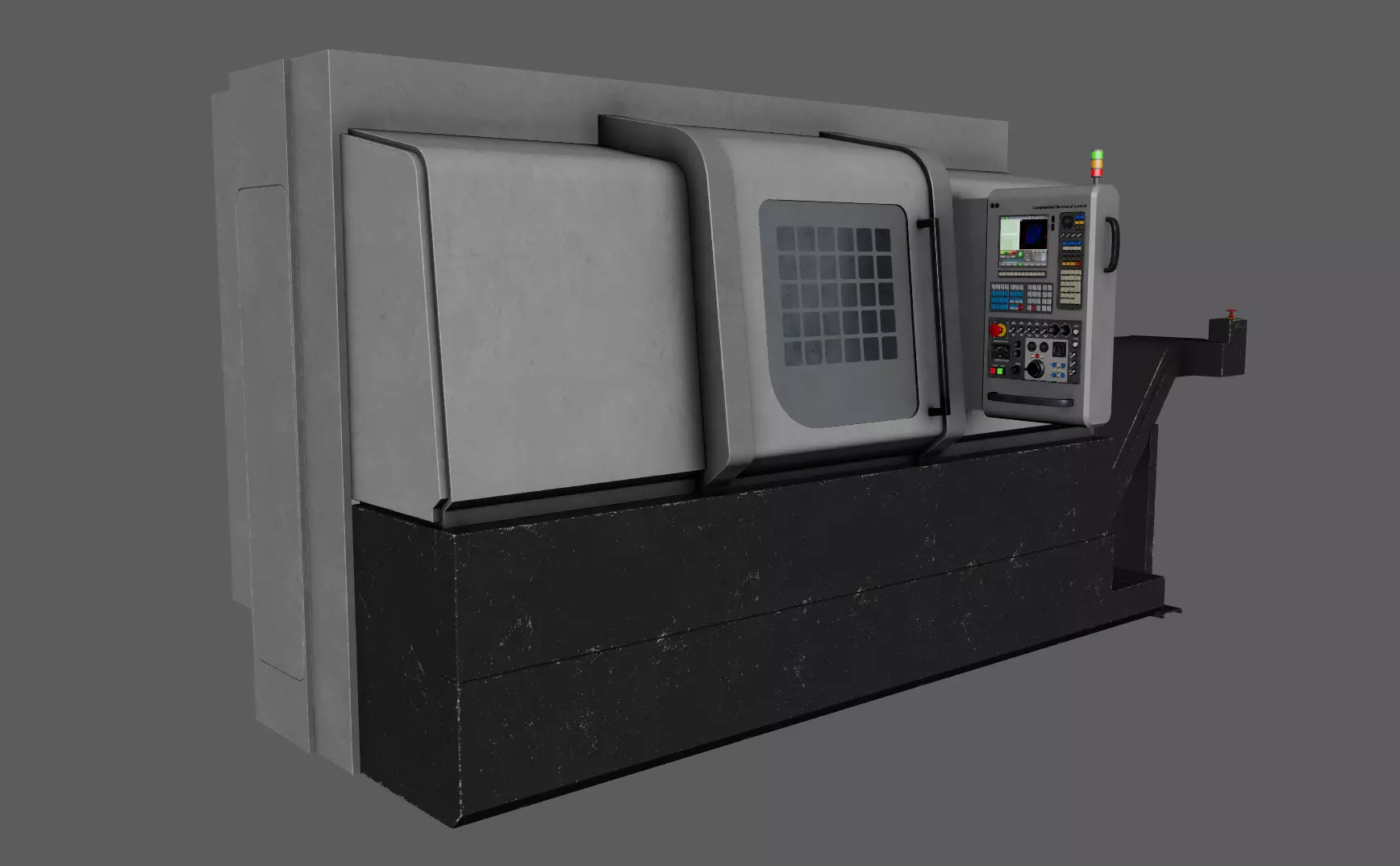 Industrial CNC Lathe Machine Low-poly 3D model_17