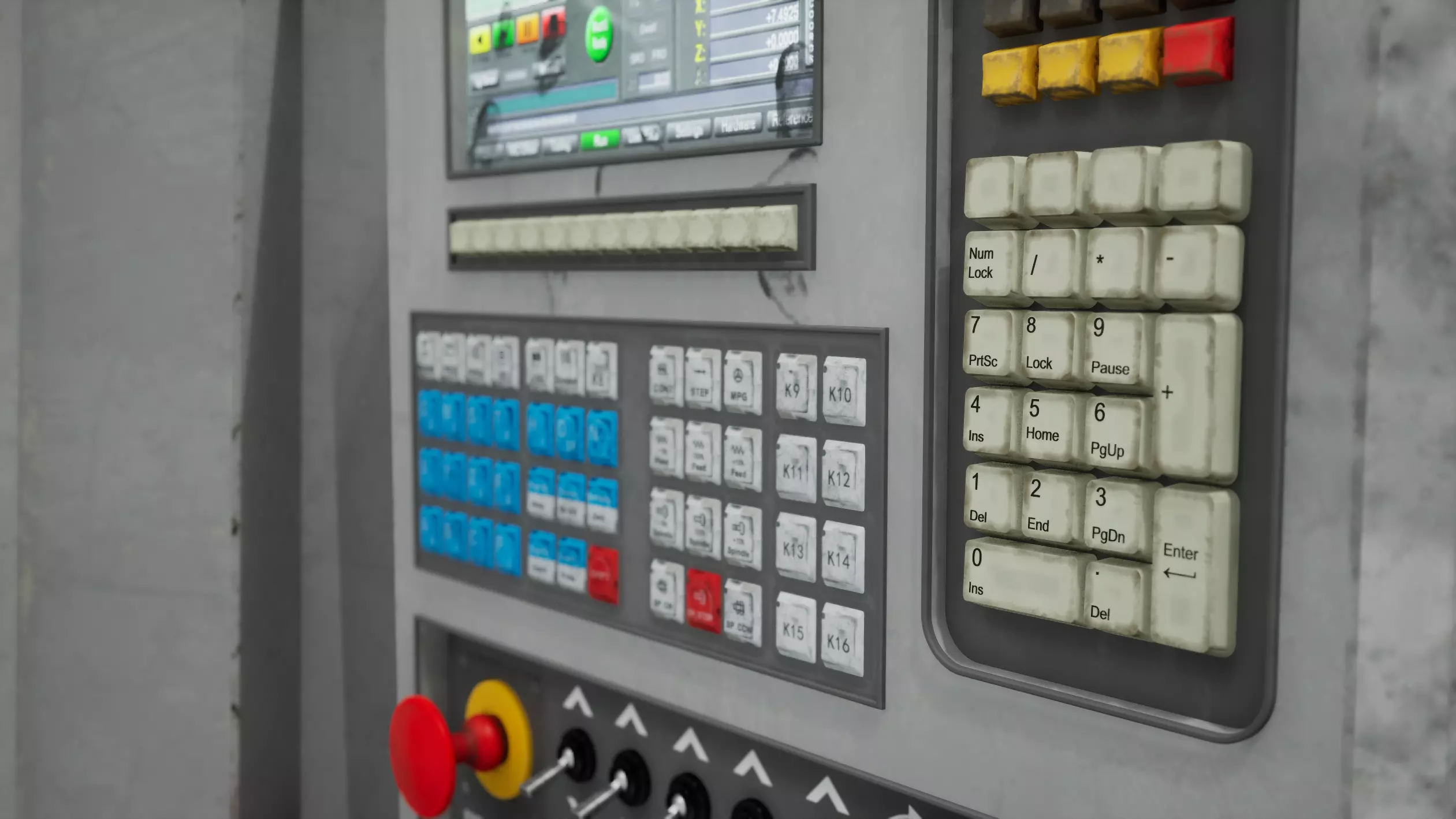 Industrial CNC Lathe Machine Low-poly 3D model_4