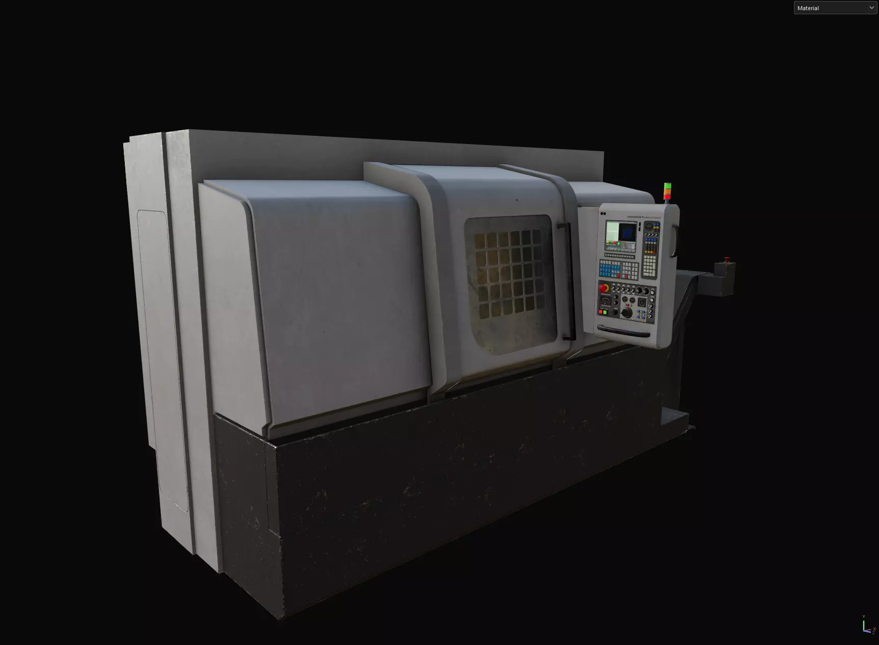 Industrial CNC Lathe Machine Low-poly 3D model_7