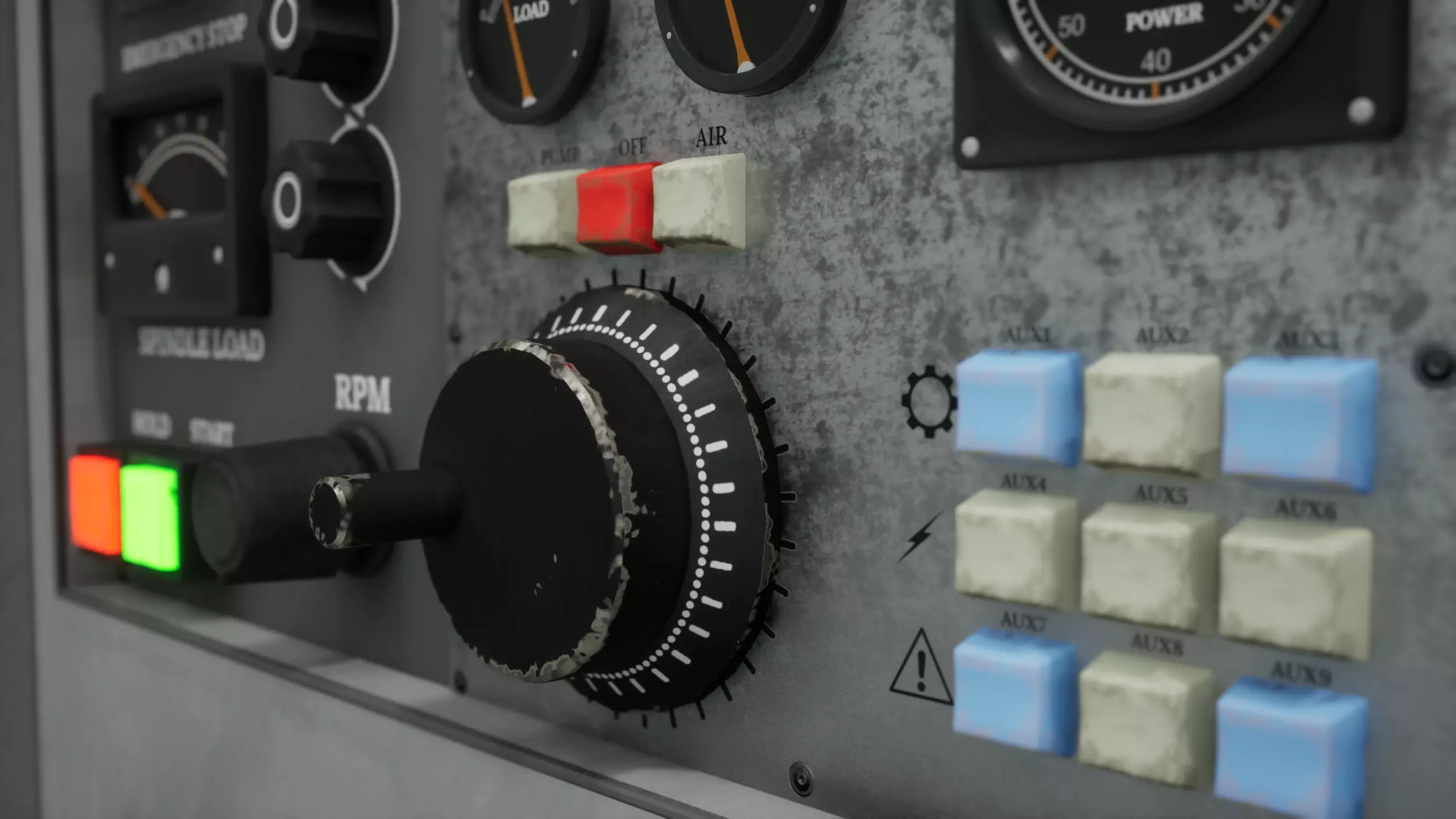 Industrial CNC Lathe Machine Low-poly 3D model_6