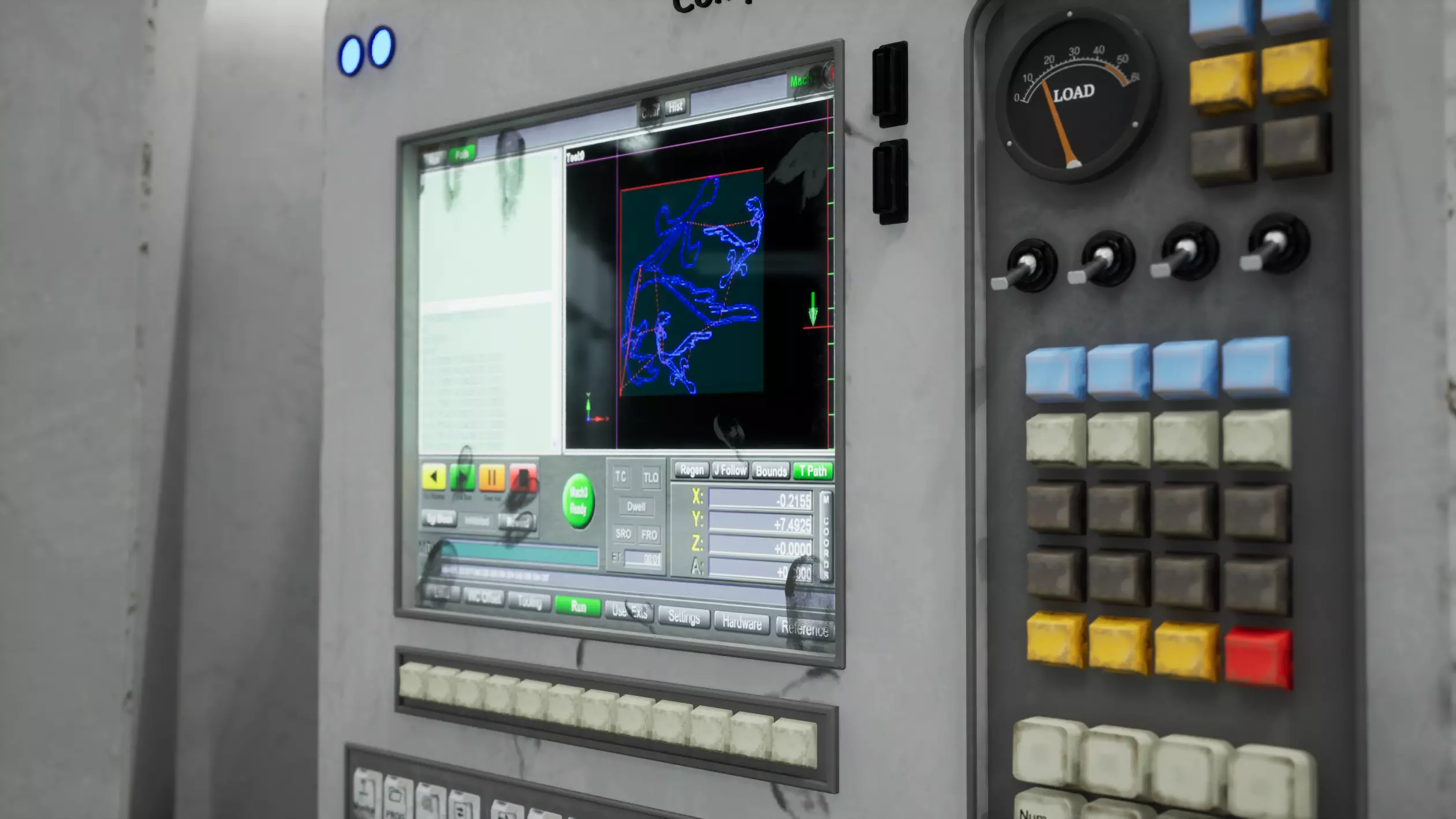 Industrial CNC Lathe Machine Low-poly 3D model_3