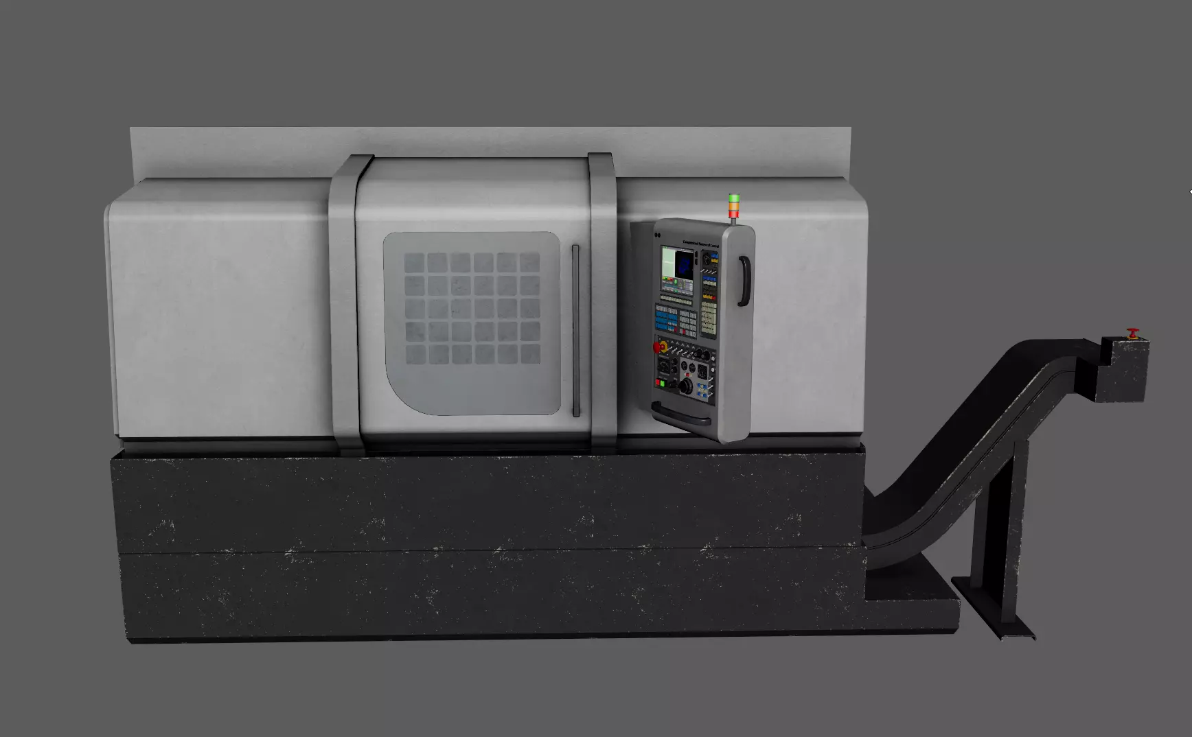 Industrial CNC Lathe Machine Low-poly 3D model_9