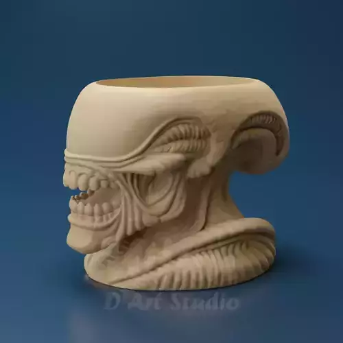 Biomechanical Horror Head Planter STL for 3D Printing