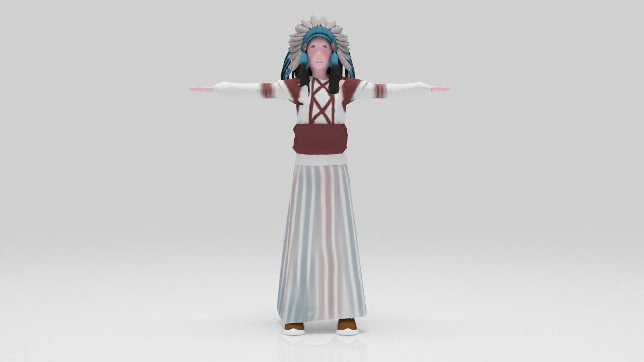 Indian  Mohican pack Rigged  Low-poly 3D model_20