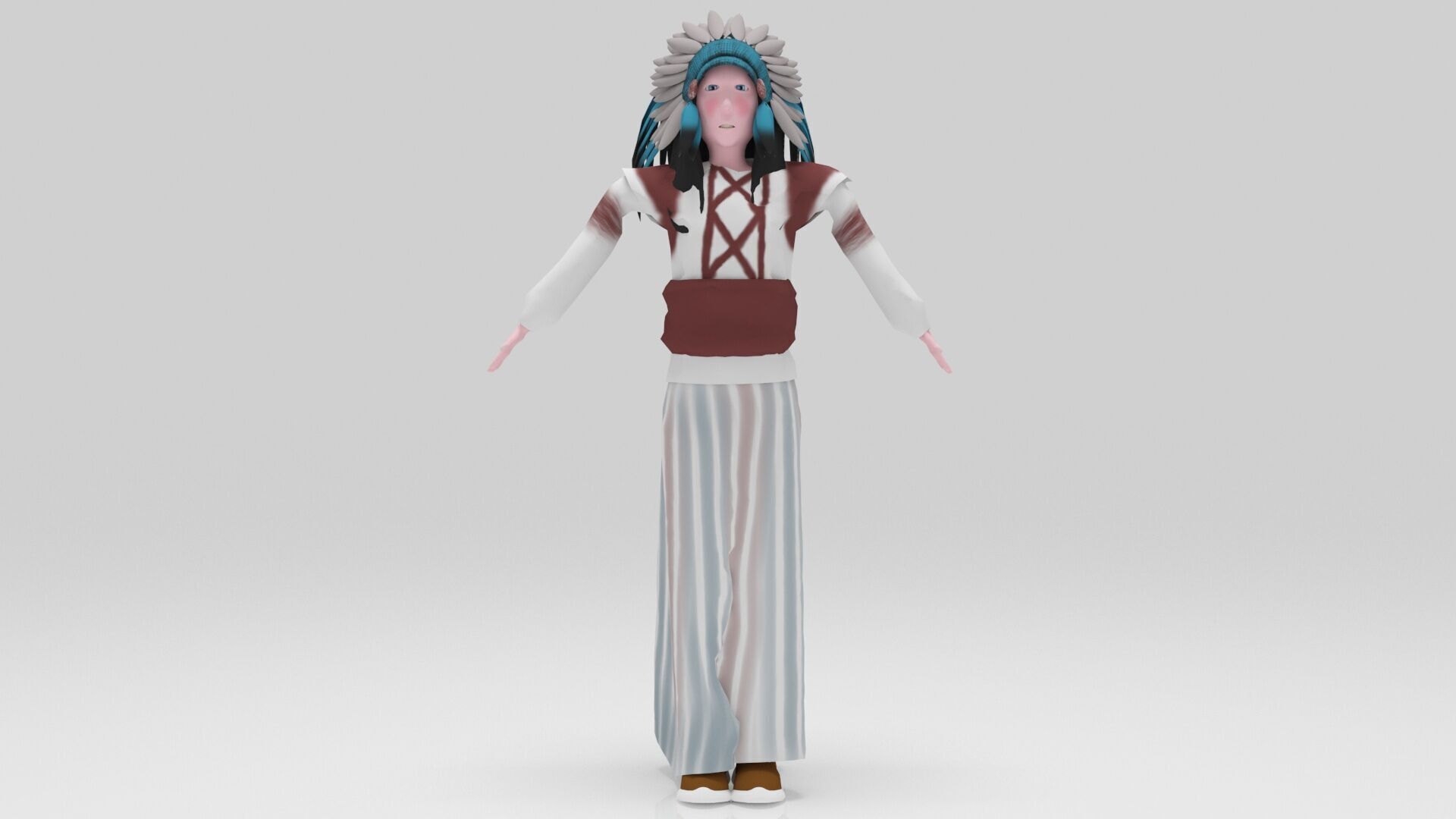 Indian  Mohican pack Rigged  Low-poly 3D model_19