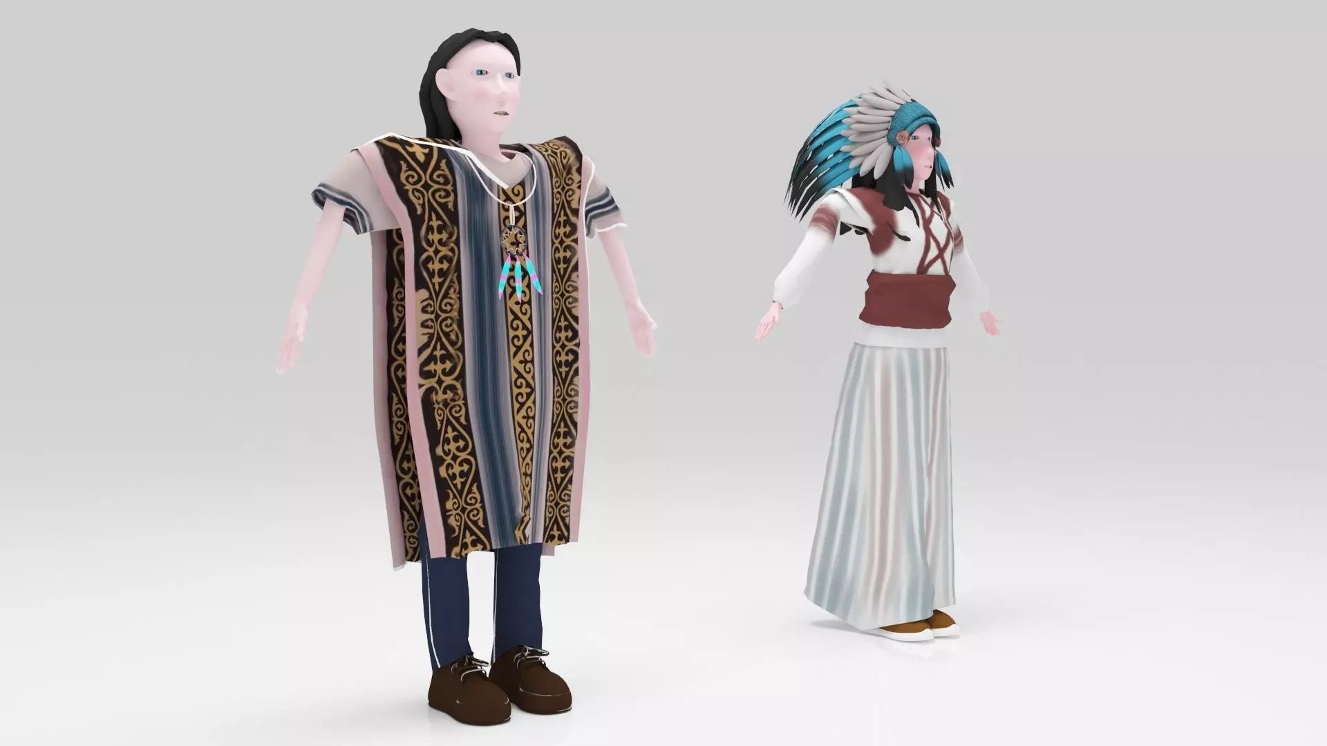 Indian  Mohican pack Rigged  Low-poly 3D model_0