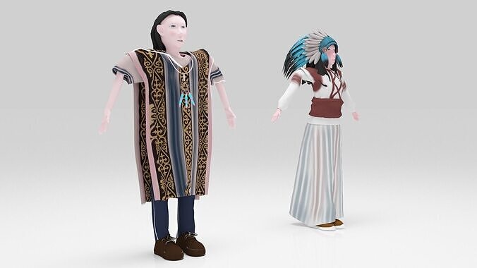 Indian  Mohican pack Rigged  Low-poly 3D model