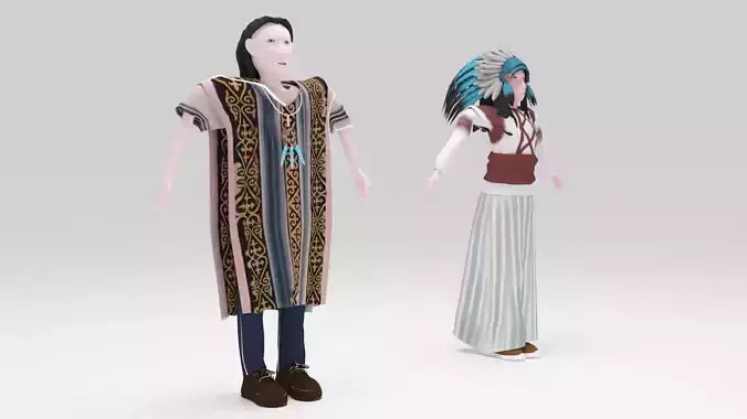 Indian  Mohican pack Rigged  Low-poly 3D model