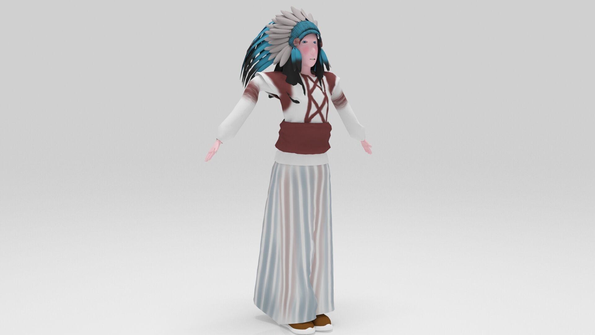 Indian  Mohican pack Rigged  Low-poly 3D model_18