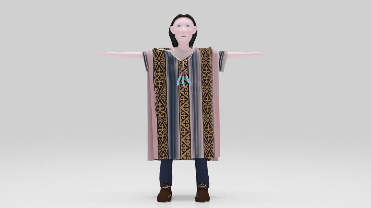 Indian  Mohican pack Rigged  Low-poly 3D model_5