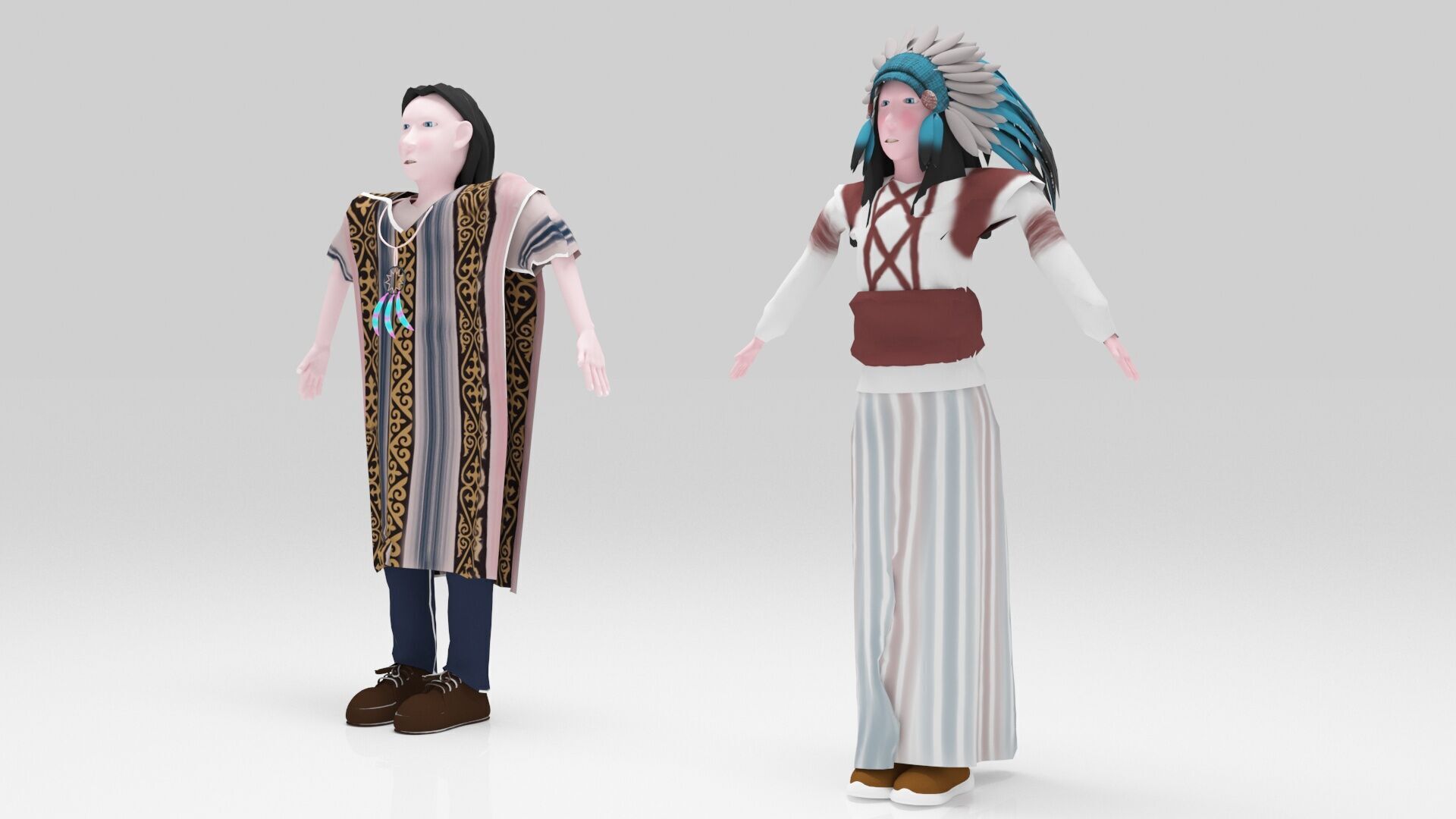 Indian  Mohican pack Rigged  Low-poly 3D model_2
