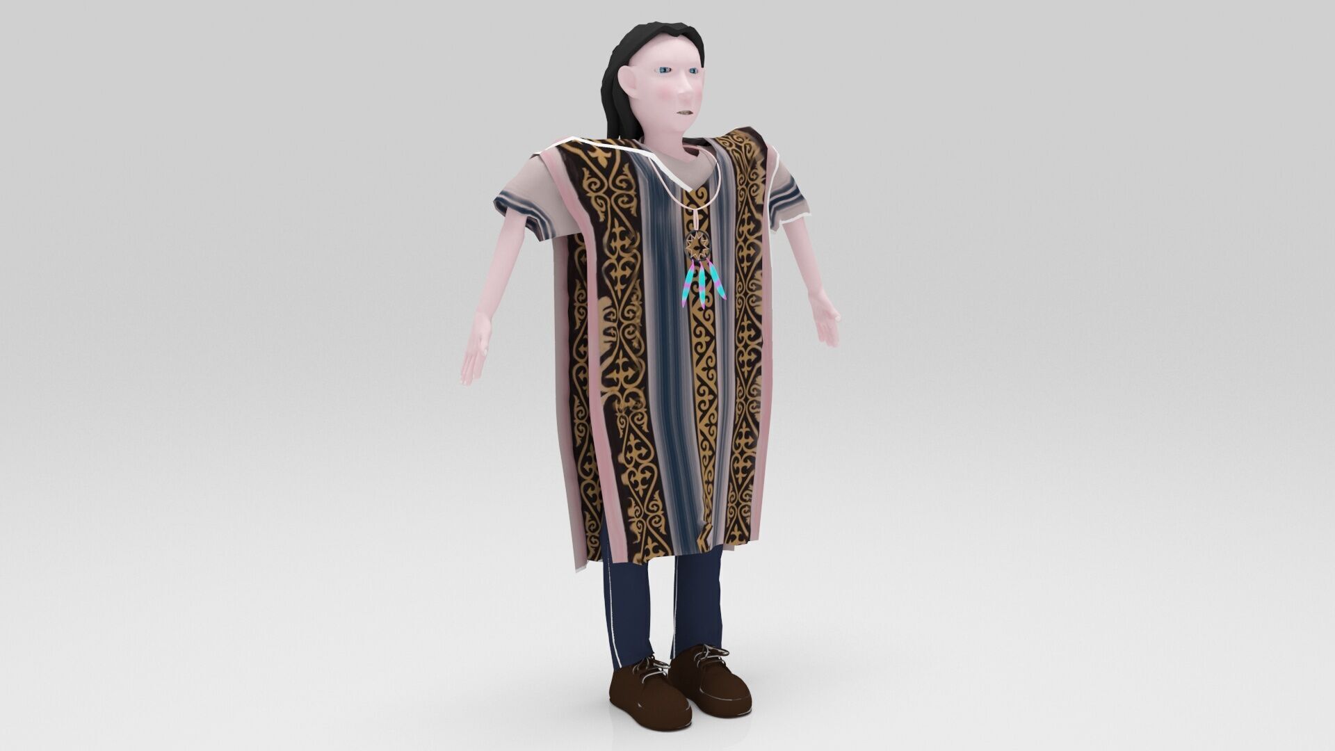 Indian  Mohican pack Rigged  Low-poly 3D model_3