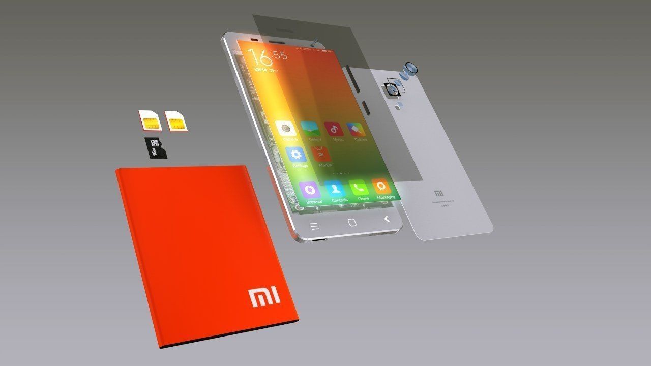 Xiaomi Mi4 with animated boom-scheme 3D model_1