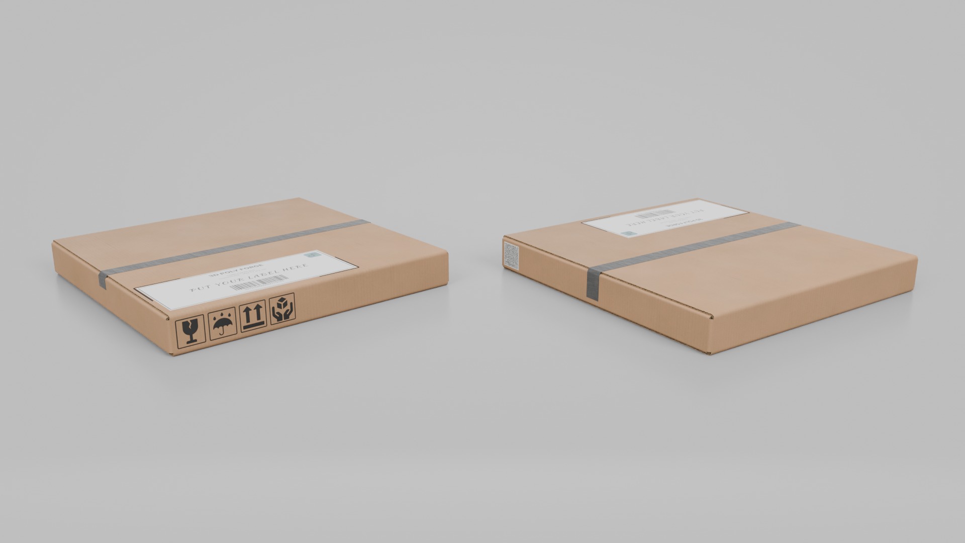 Large Storage Cardboard Boxes - Rigged and Customizable Set 3D Model Collection_23