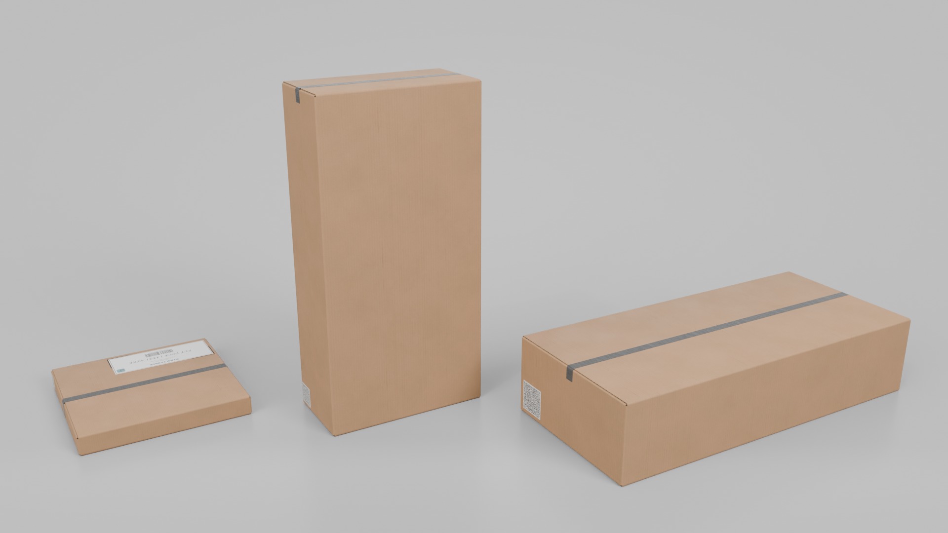 Large Storage Cardboard Boxes - Rigged and Customizable Set 3D Model Collection_5
