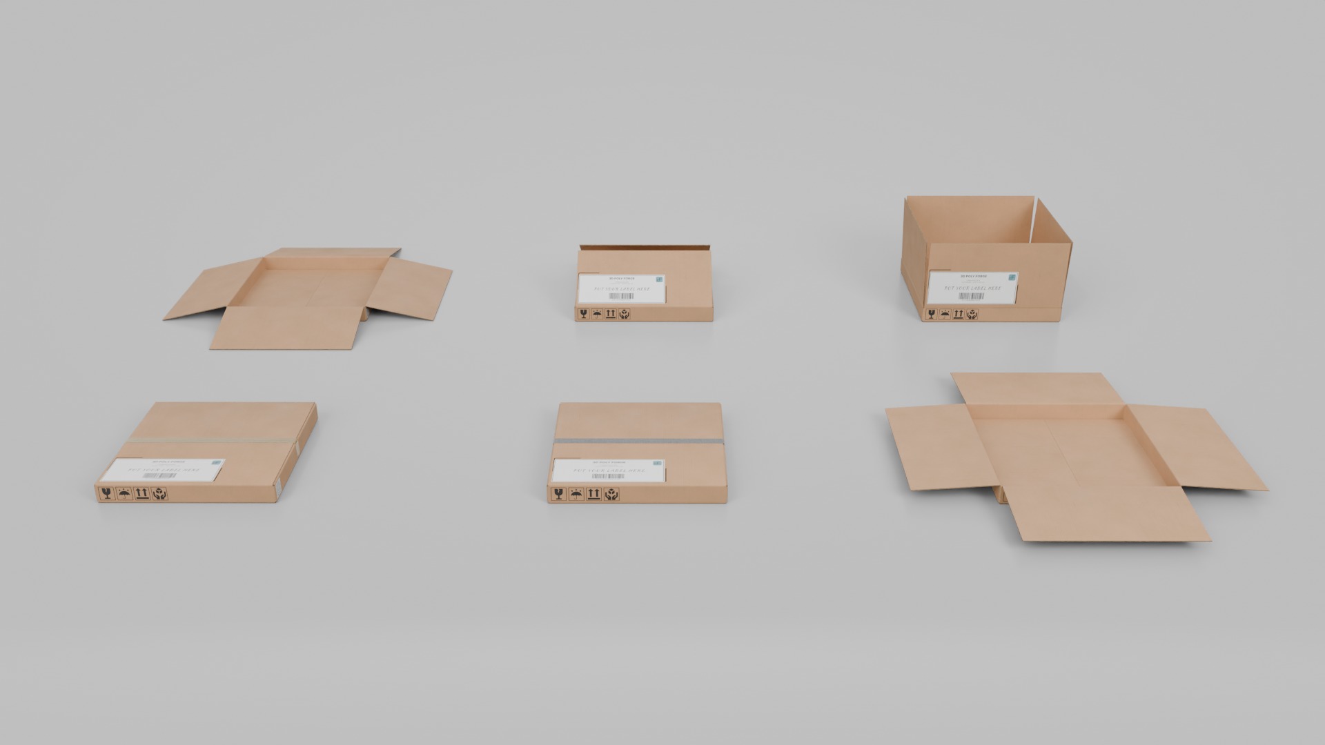 Large Storage Cardboard Boxes - Rigged and Customizable Set 3D Model Collection_30