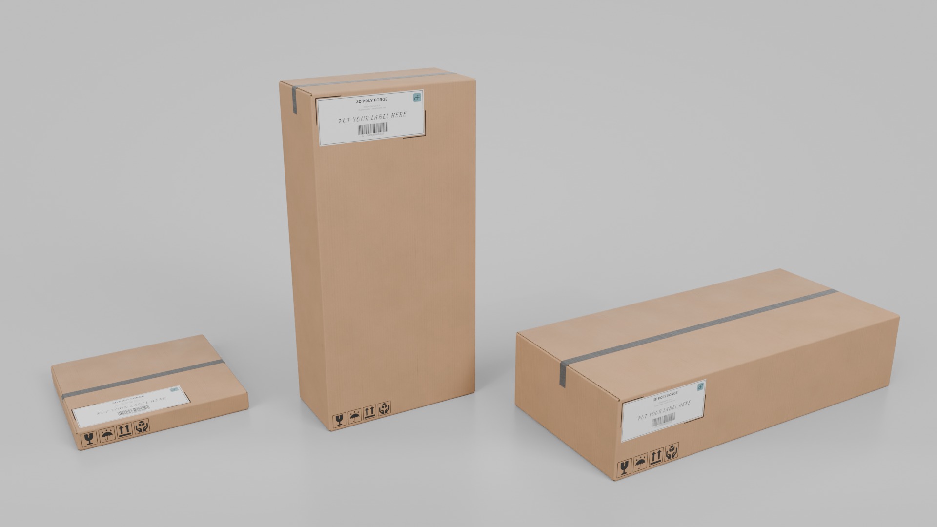 Large Storage Cardboard Boxes - Rigged and Customizable Set 3D Model Collection_4