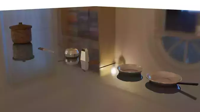 low poly kitchen tools