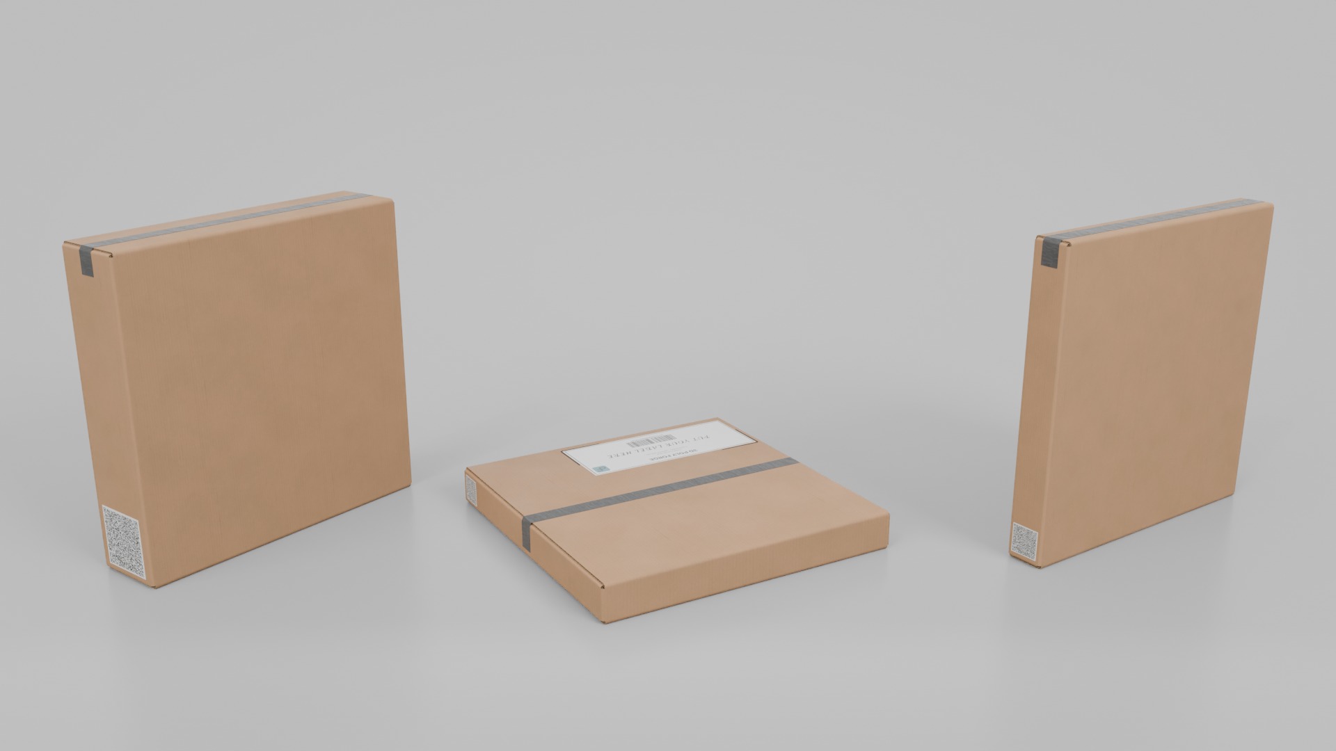 Square Cardboard Box Set - Rigged and Customizable 3D Model Collection_5