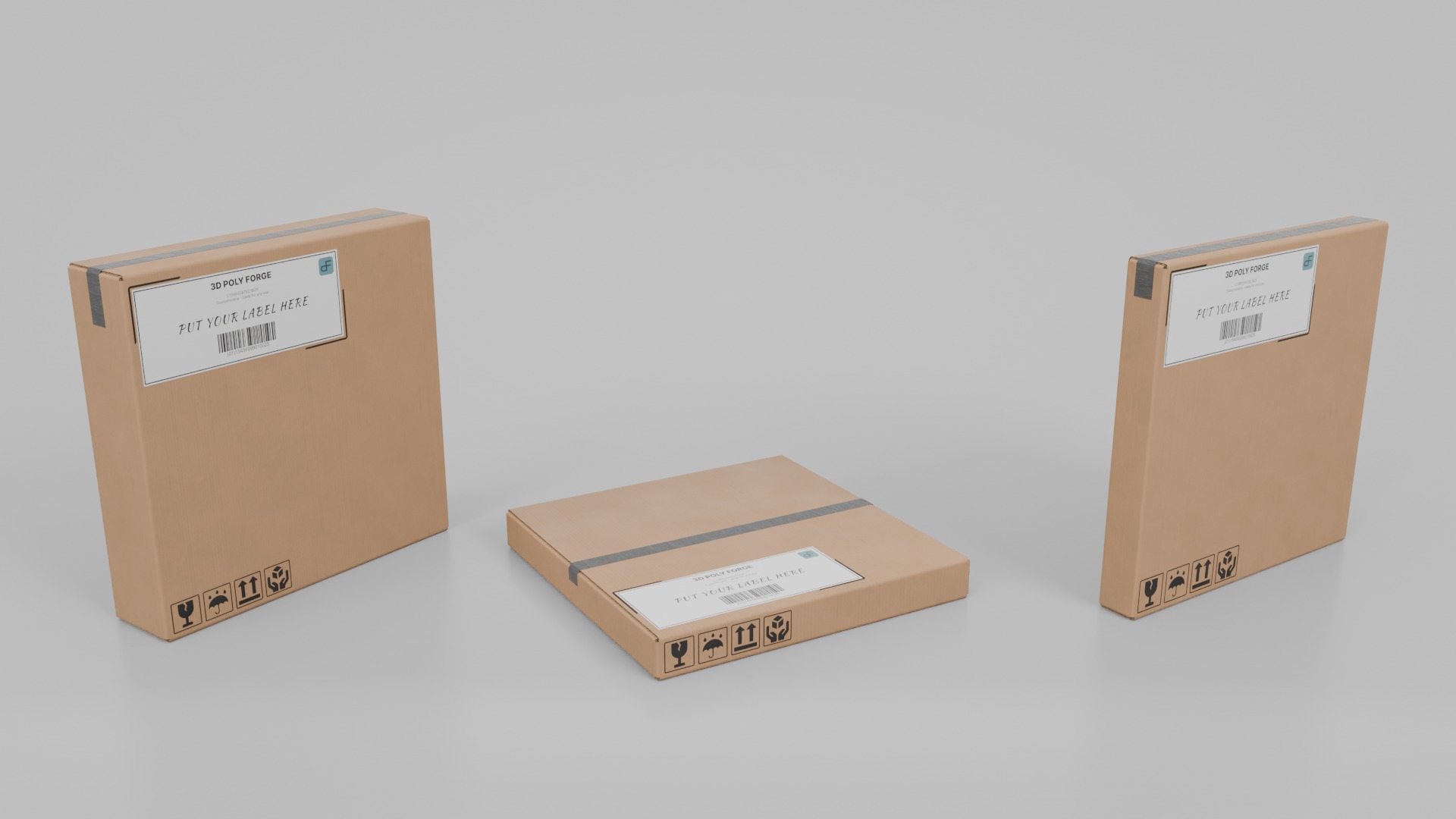 Square Cardboard Box Set - Rigged and Customizable 3D Model Collection_4