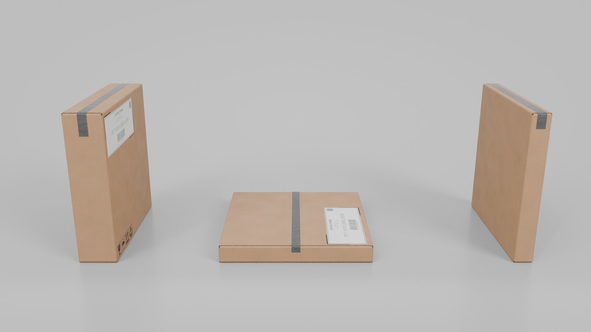 Square Cardboard Box Set - Rigged and Customizable 3D Model Collection_6