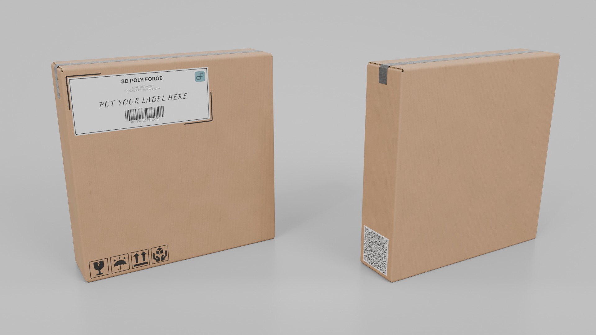 Square Cardboard Box Set - Rigged and Customizable 3D Model Collection_25