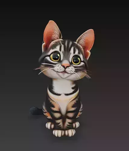 Cat Realistic 3D Model Basic - Low Poly Realistic 