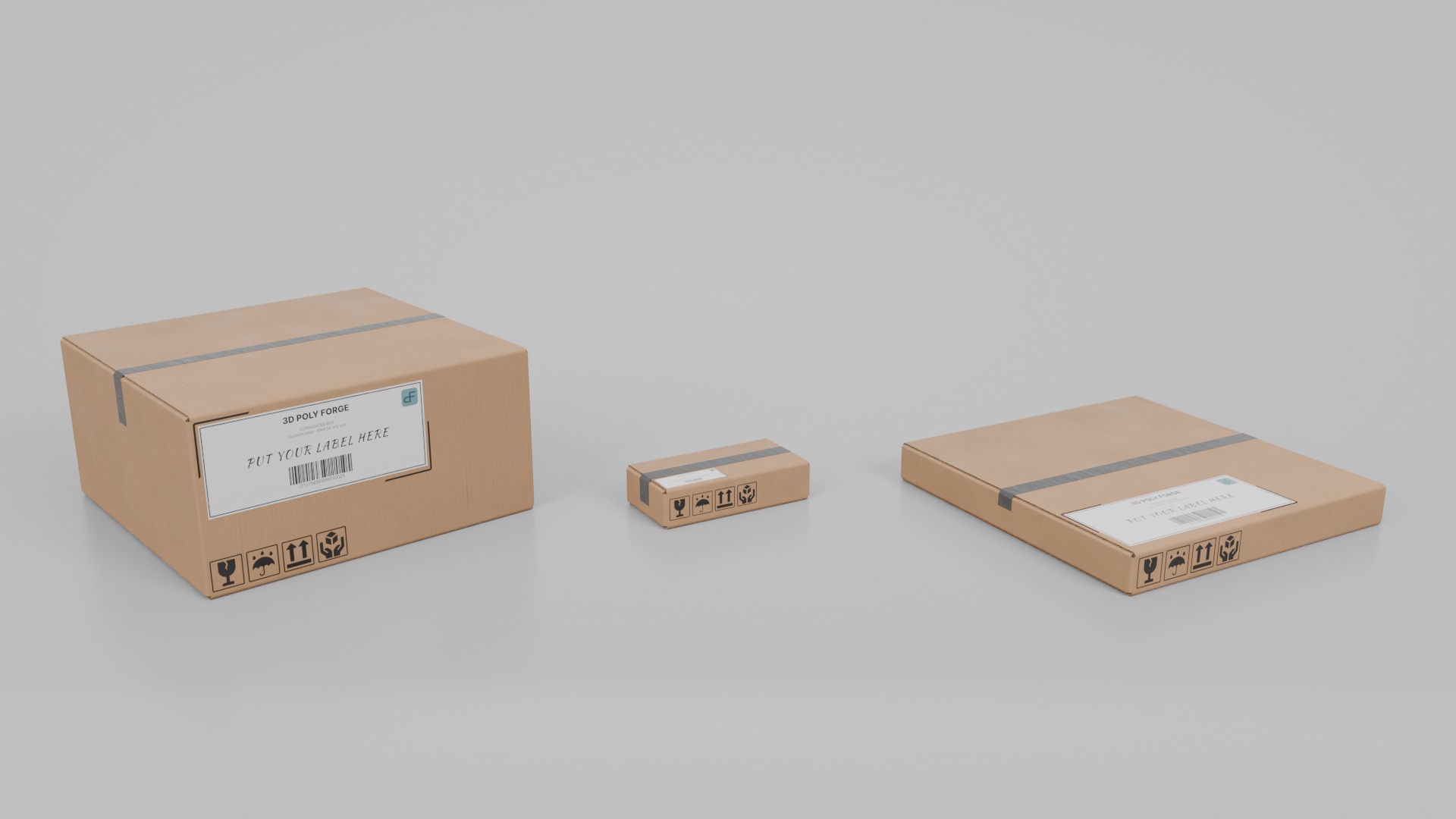 Flat Cardboard Box Set - Rigged and Customizable 3D Model Collection_5
