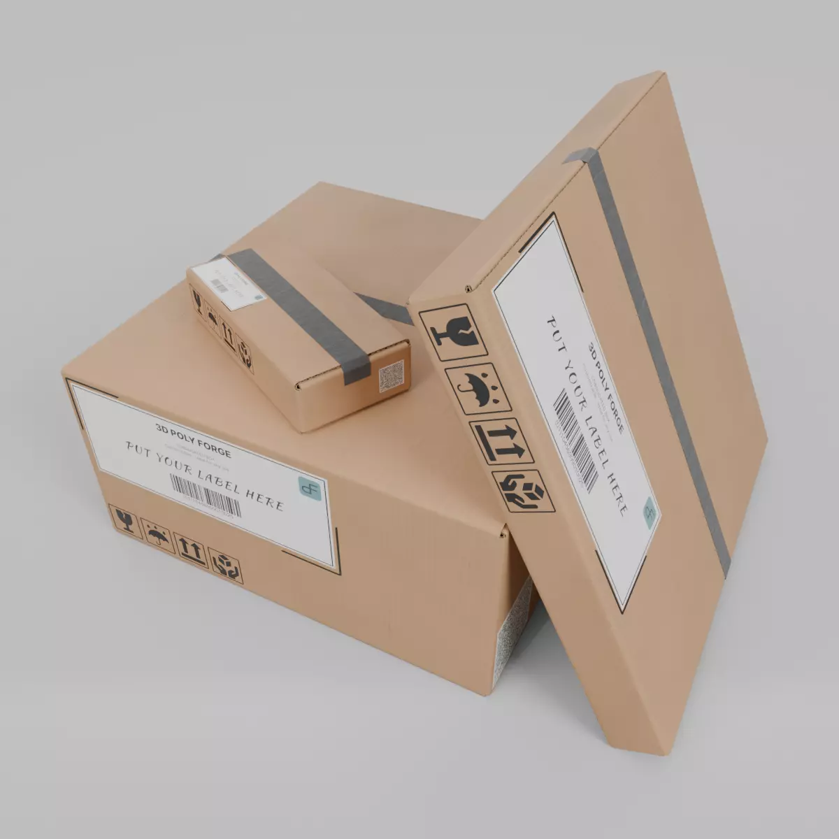 Flat Cardboard Box Set - Rigged and Customizable 3D Model Collection_0