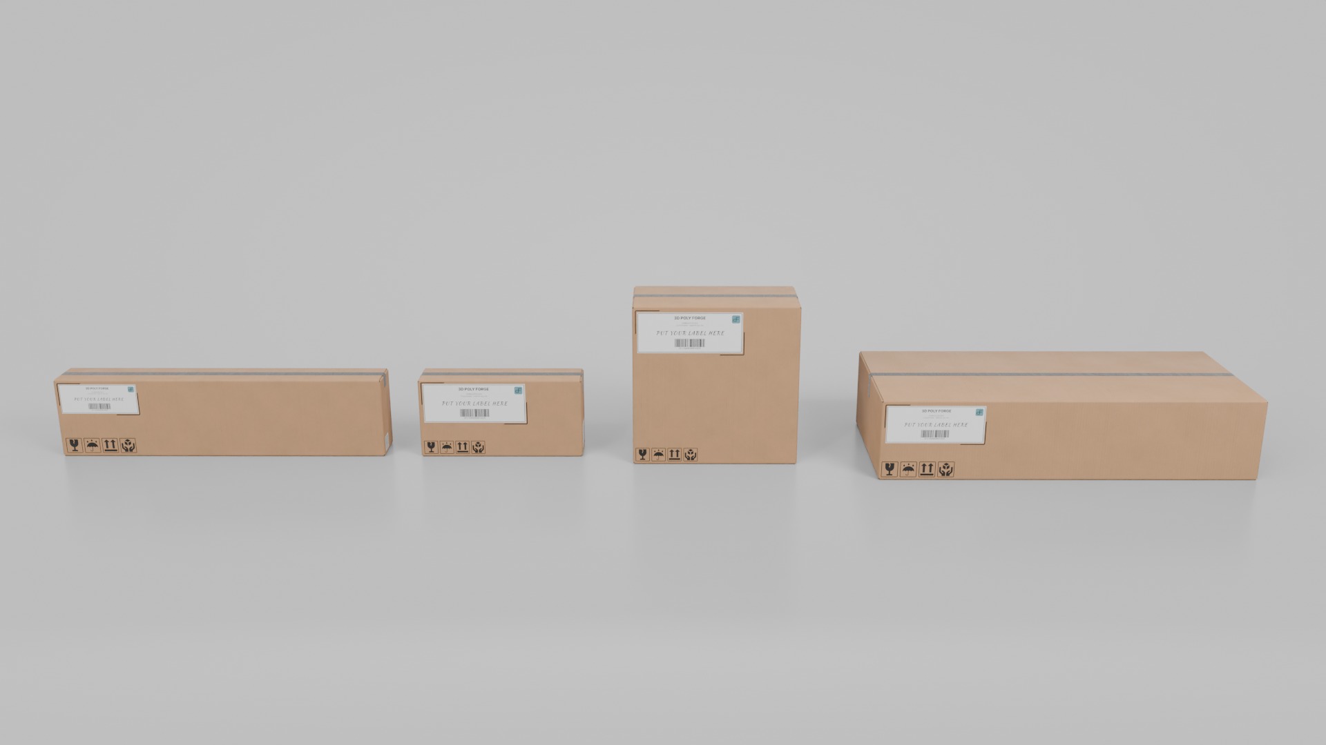 Retail Packaging Cardboard Boxes - Rigged and Customizable Set 3D Model Collection_7