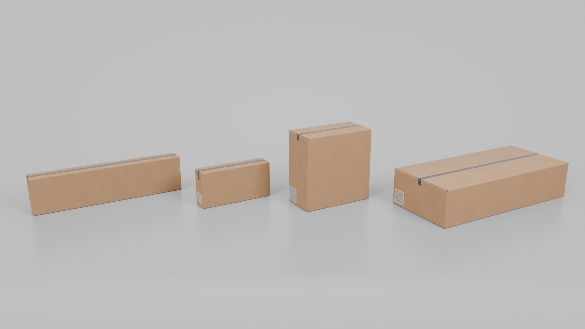 Retail Packaging Cardboard Boxes - Rigged and Customizable Set 3D Model Collection_6