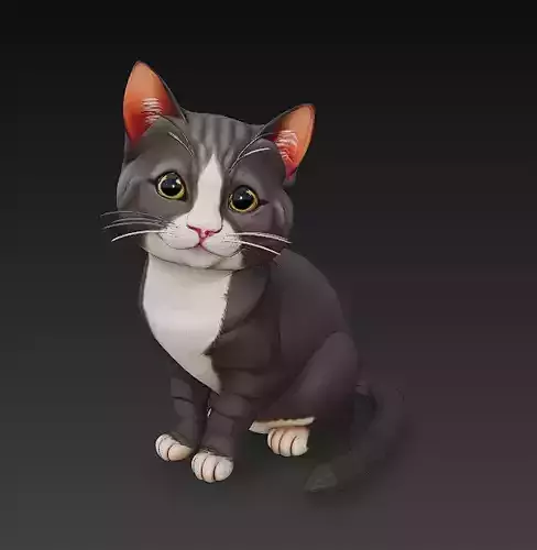 Cat Realistic 3D Model Basic - Low Poly Realistic 